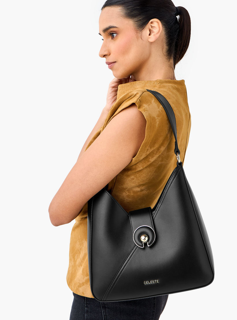 Celeste Solid Hobo Bag with Adjustable Strap and Button Closure-women-bagsandwallets-handbags-image-3