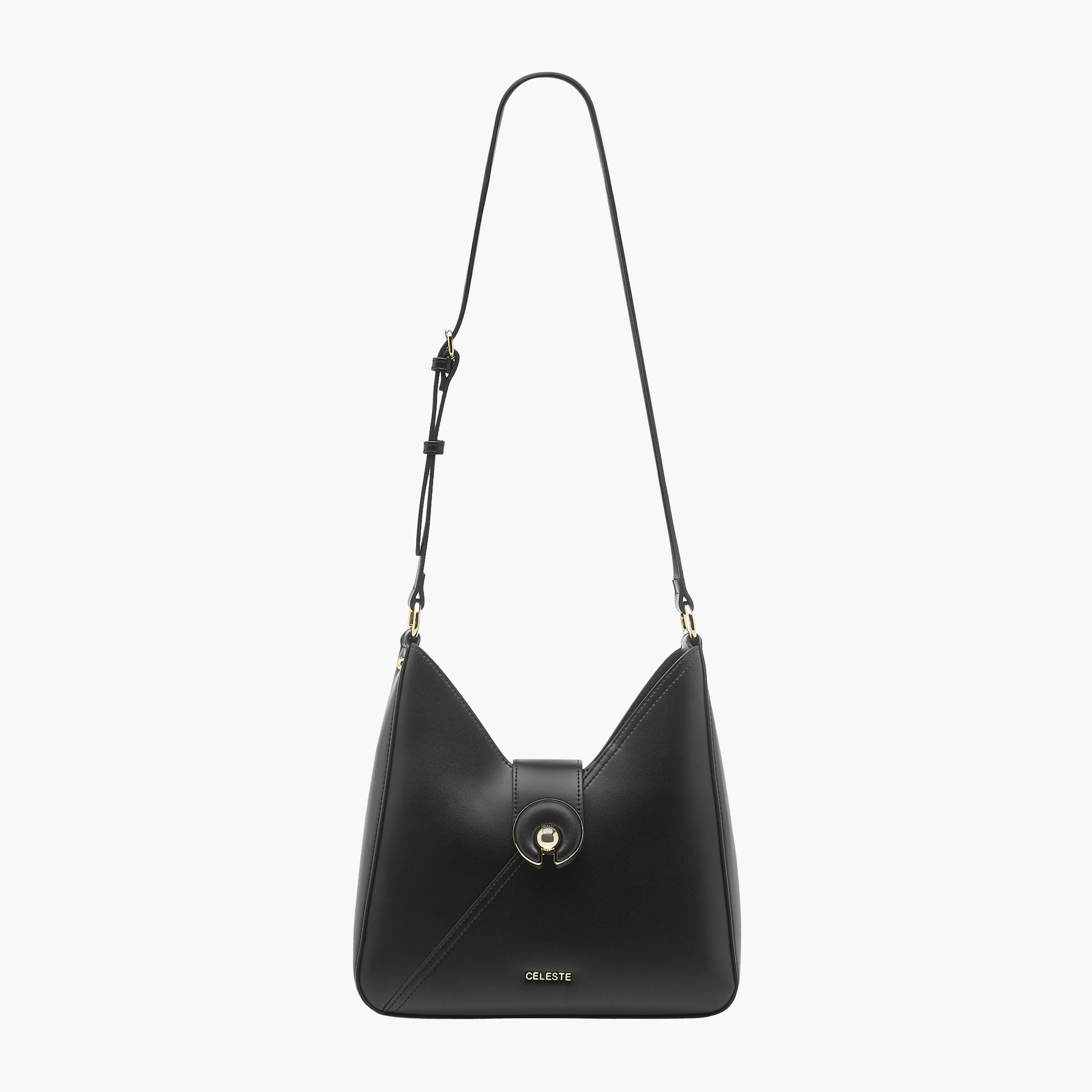 Celeste Solid Hobo Bag with Adjustable Strap and Button Closure-women-bagsandwallets-handbags-image-4