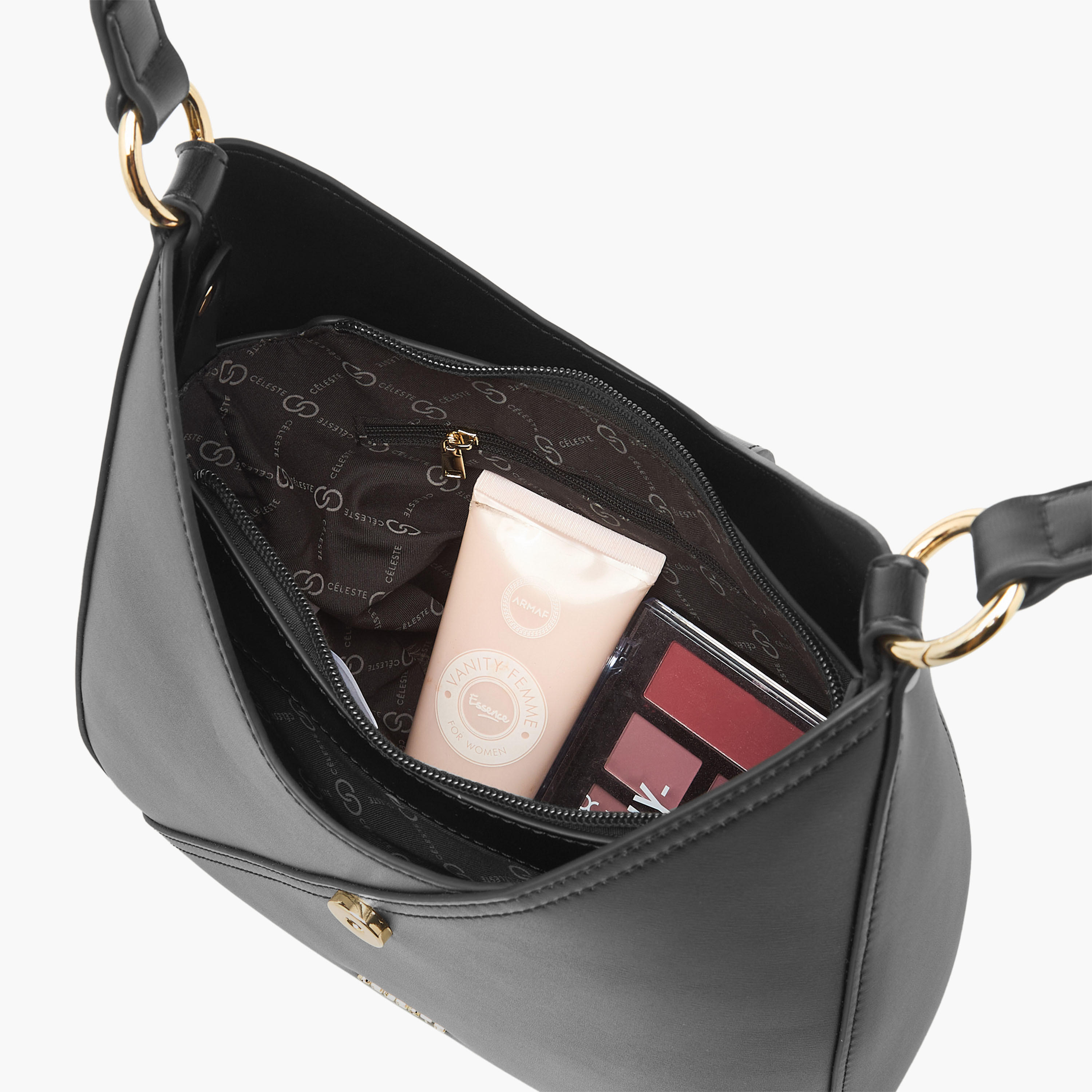 شنطة هوبو سادة بحزام قابل للتعديل وزر إغلاق من سيليست-women-bagsandwallets-handbags-image-9