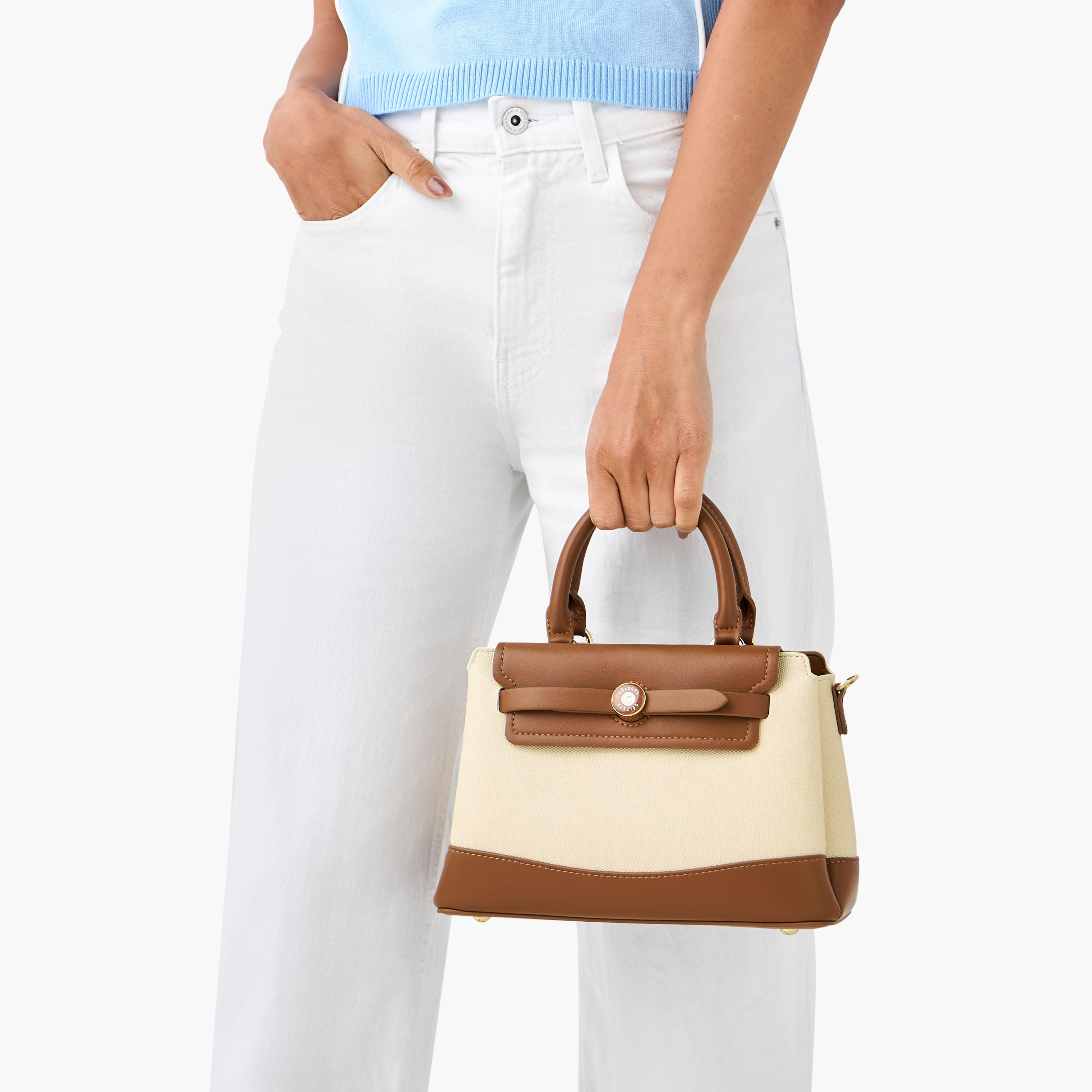 Celeste Colourblock Tote Bag with Double Handle and Zip Closure-women-bagsandwallets-handbags-image-10