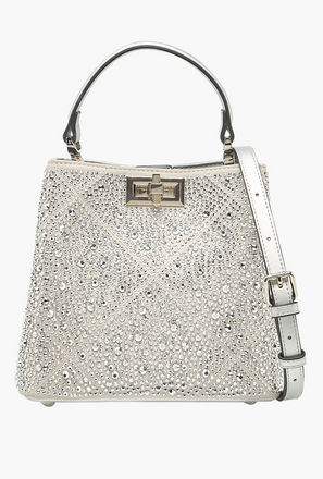 Celeste Embellished Shoulder Bag with Adjustable Strap and Twist Lock Closure-women-image-1