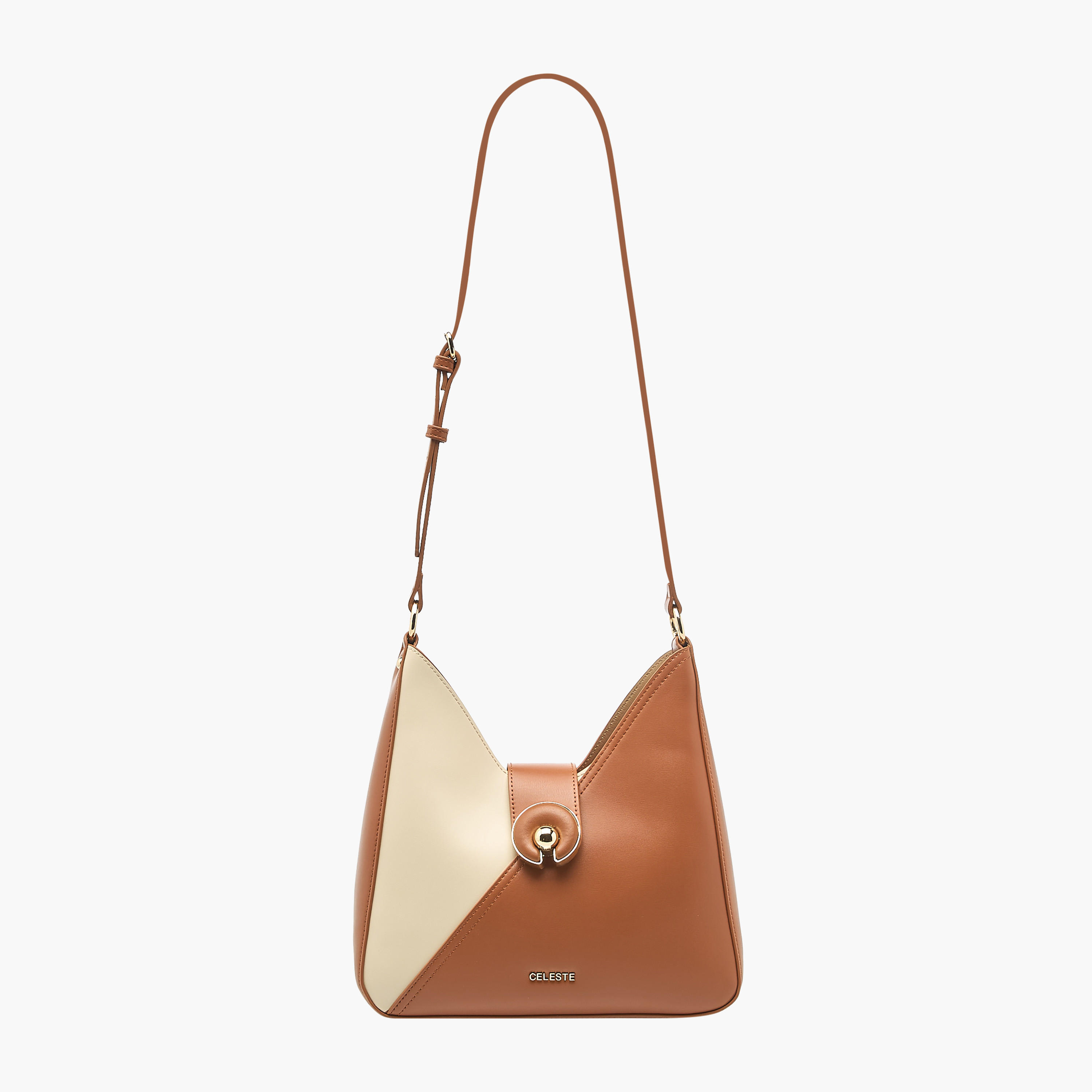 Celeste Colourblock Hobo Bag with Adjustable Strap and Button Closure-women-bagsandwallets-handbags-image-4