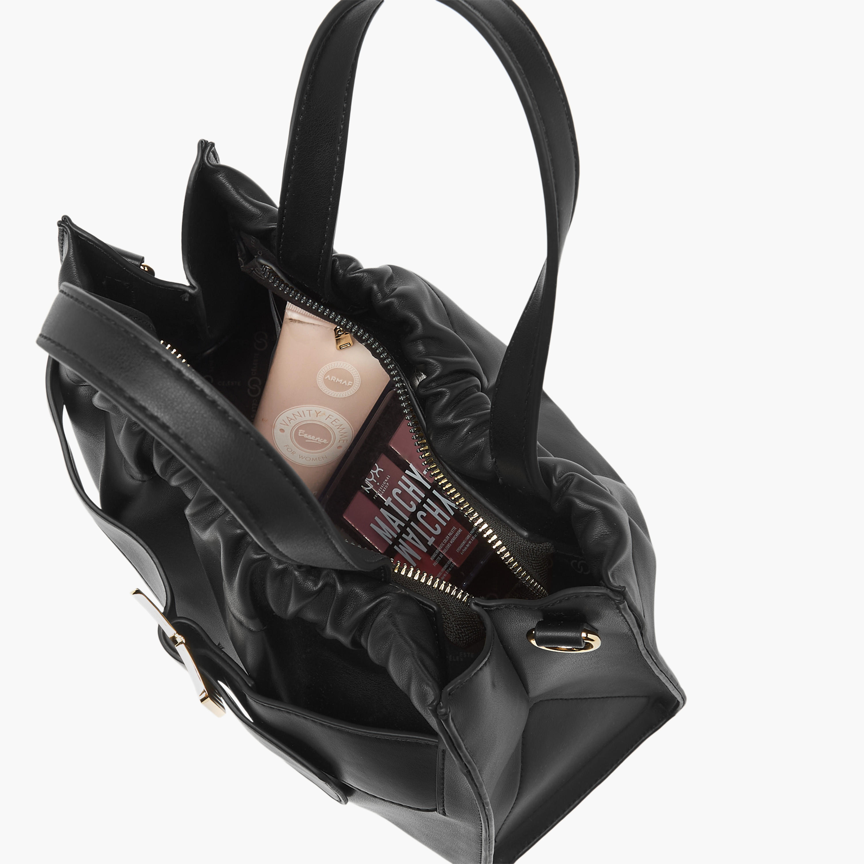Celeste Buckle Detail Tote Bag with Adjustable Strap and Zip Closure-women-bagsandwallets-handbags-image-10