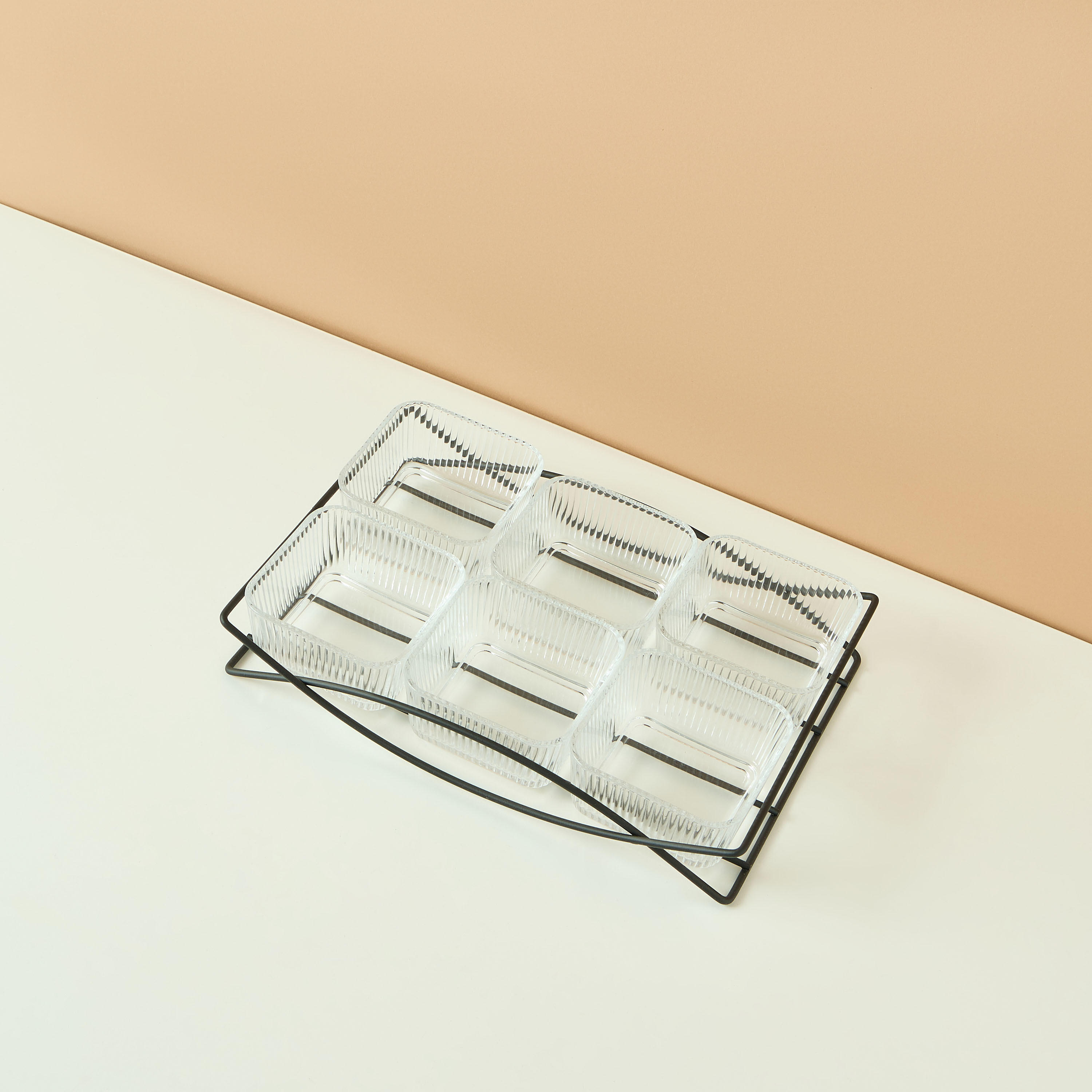 Ribbed 6-Piece Glass Serving Bowl Set with Stand-household-dining-serveware-chipsanddip-image-3