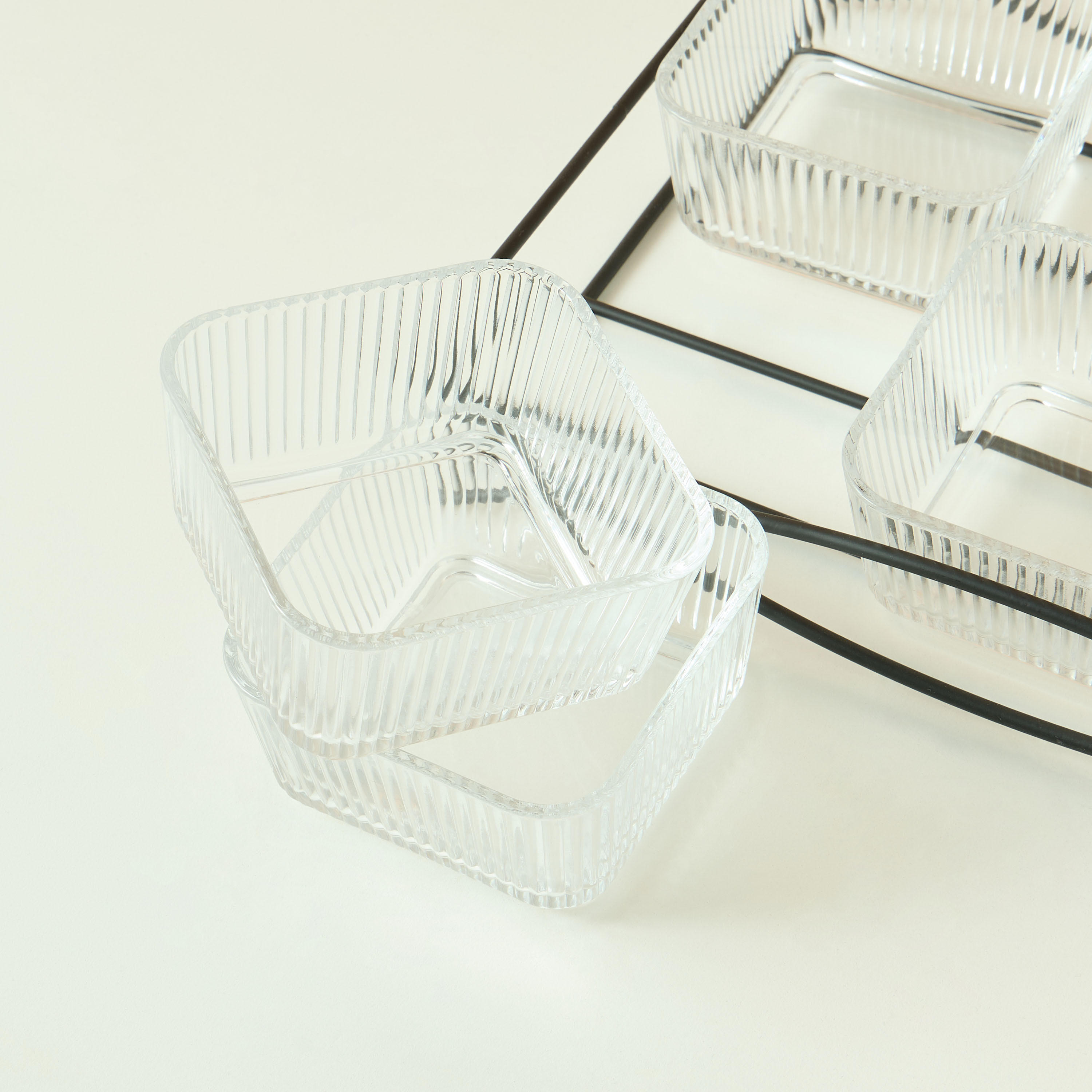 Ribbed 6-Piece Glass Serving Bowl Set with Stand-household-dining-serveware-chipsanddip-image-4