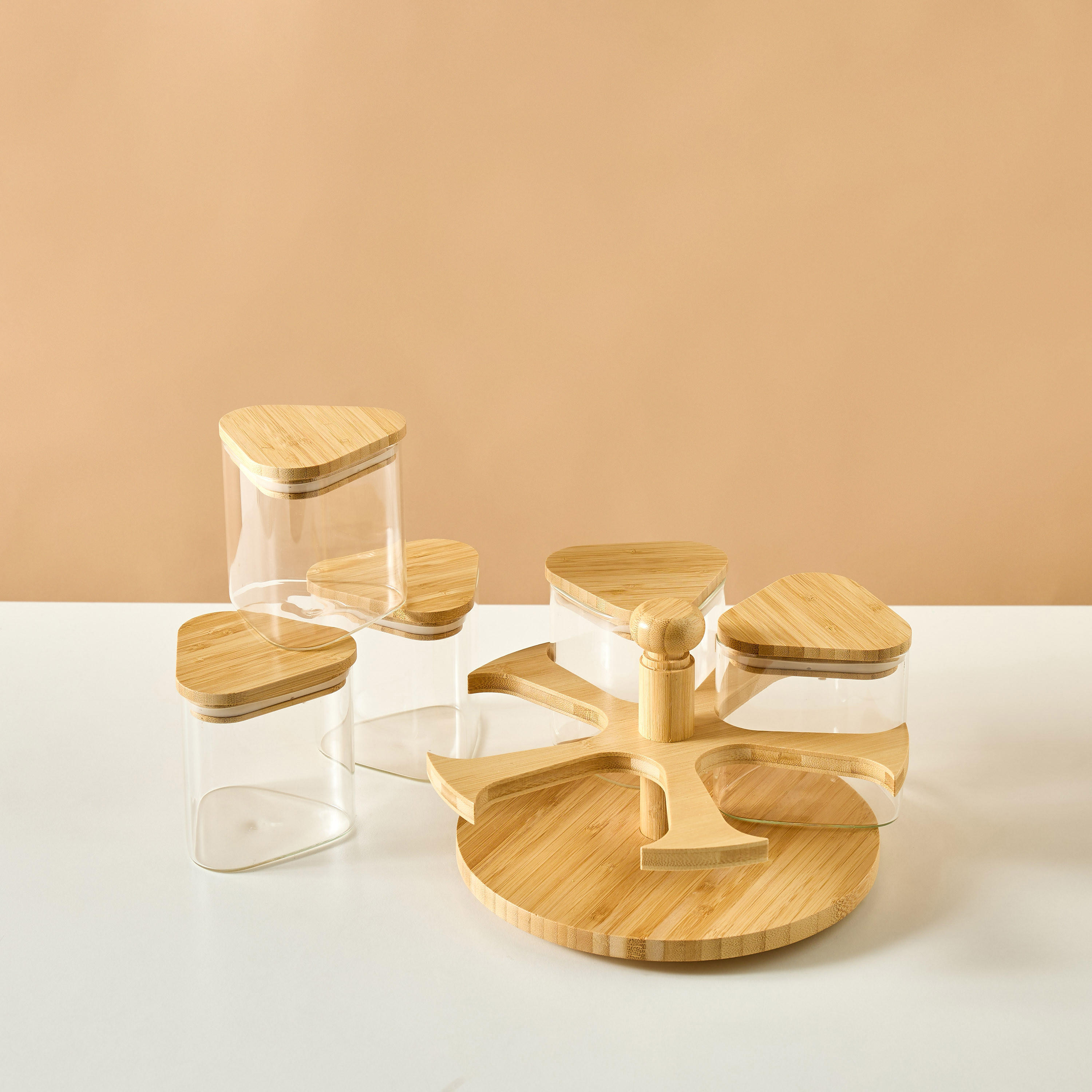 Solid 5-Piece Borosilicate Glass Jar and Rack Set-household-kitchen-foodstorage-containers-image-3