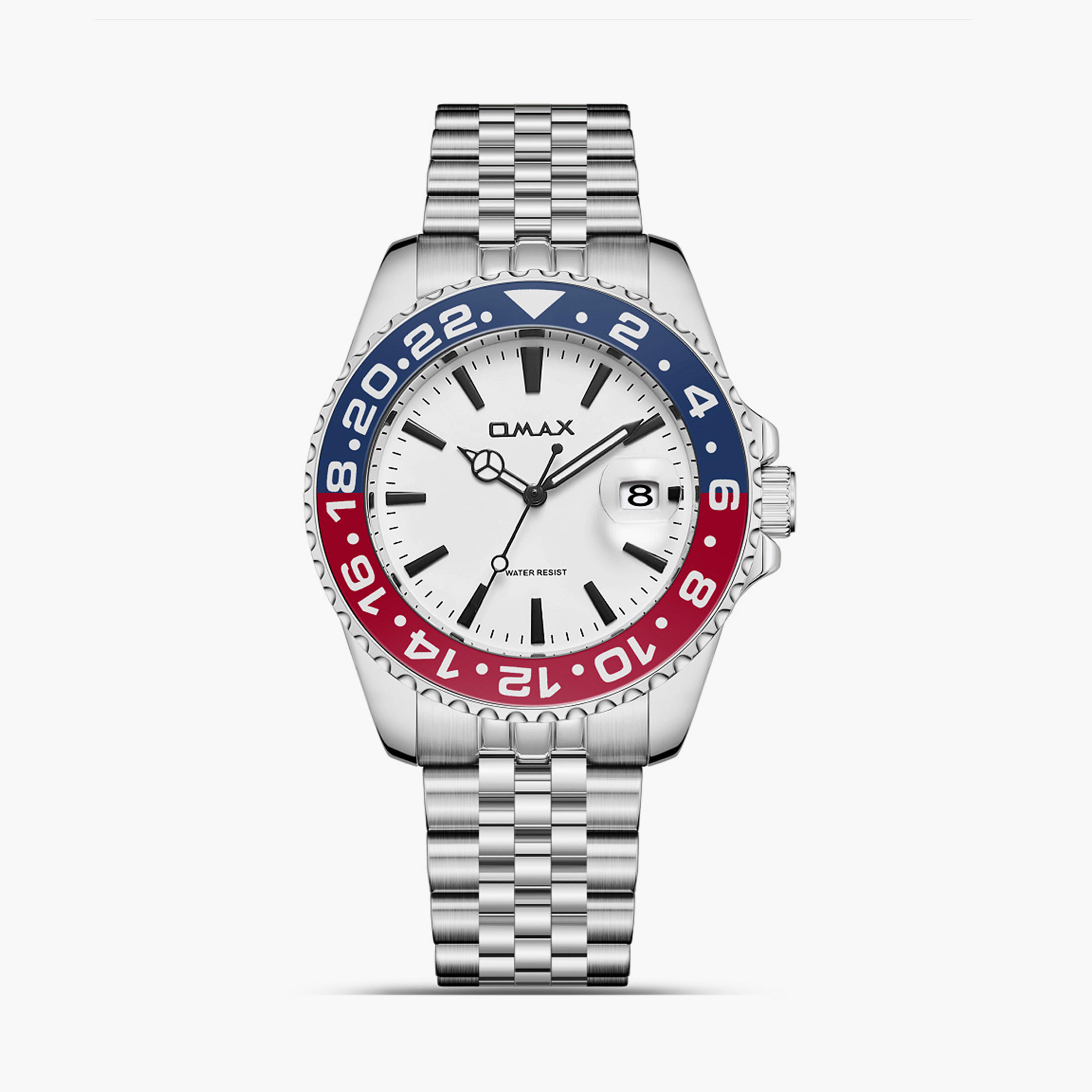 Omax Men's 40MM Silver Analog Metal Strap Watch | SQ-AD001P33I-men-watchesandjewellery-watches-image-1
