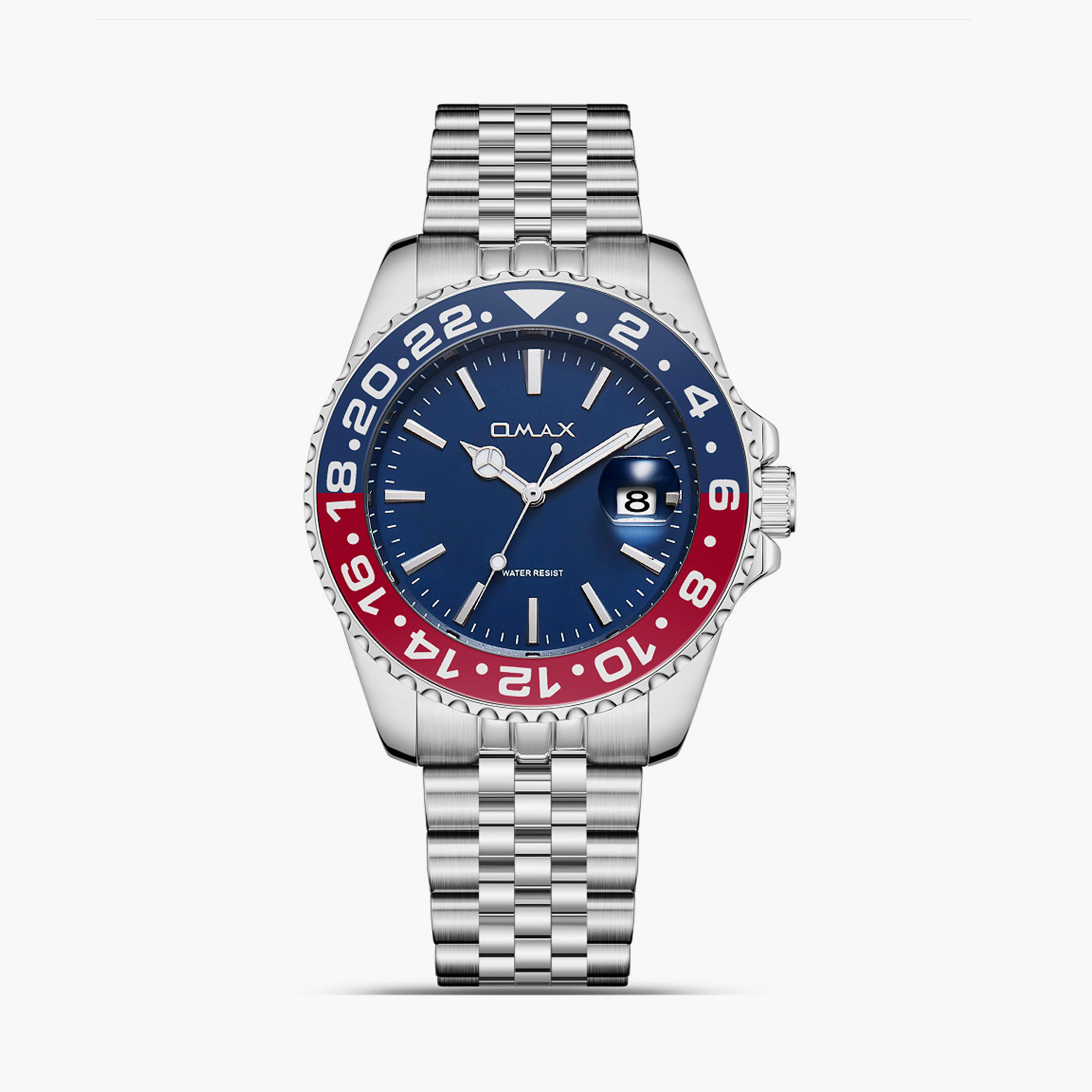 Omax Men's 40MM Silver Analog Metal Strap Watch | SQ-AD001PJ3I-men-watchesandjewellery-watches-image-1