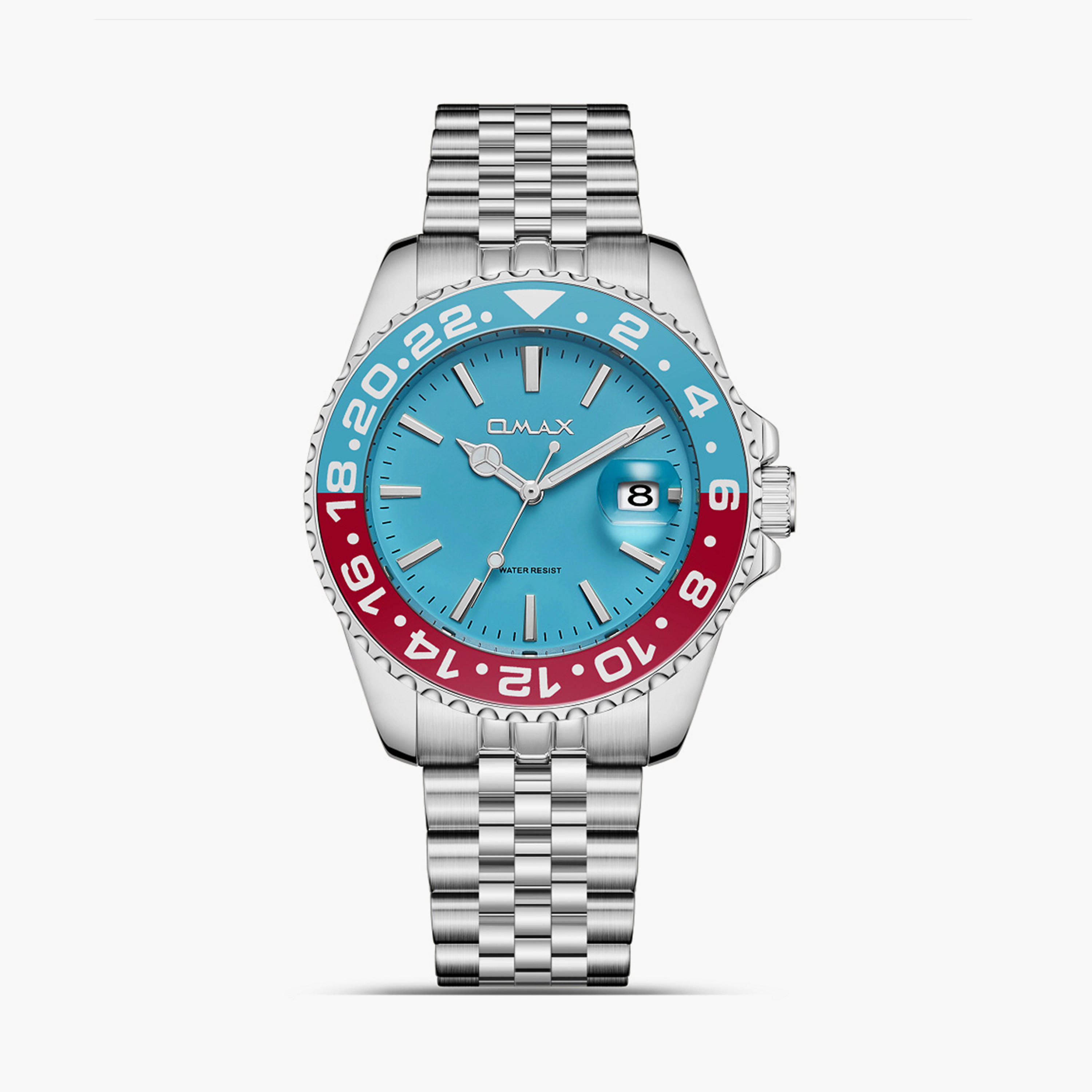 Omax Men's 40MM Silver Analog Metal Strap Watch | SQ-AD001PQ3I-men-watchesandjewellery-watches-image-1