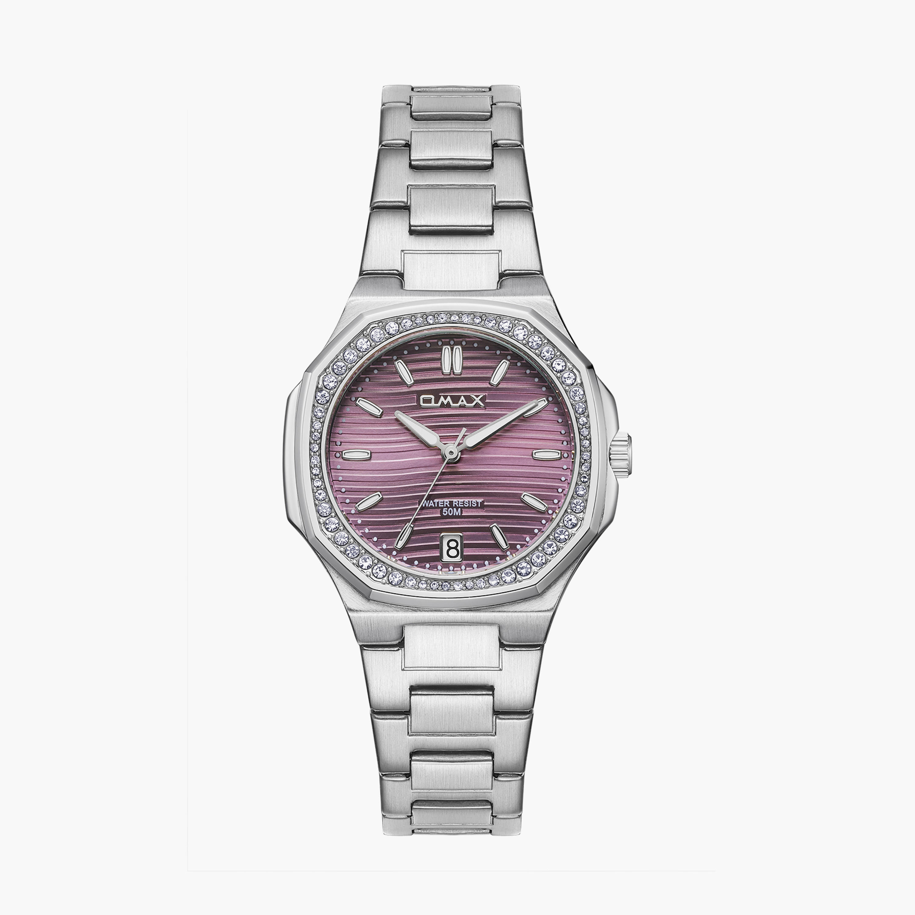 Omax Women's 42MM Silver Analog Metal Strap Watch | 00BFD006V002-women-watchesandjewellery-watches-image-1