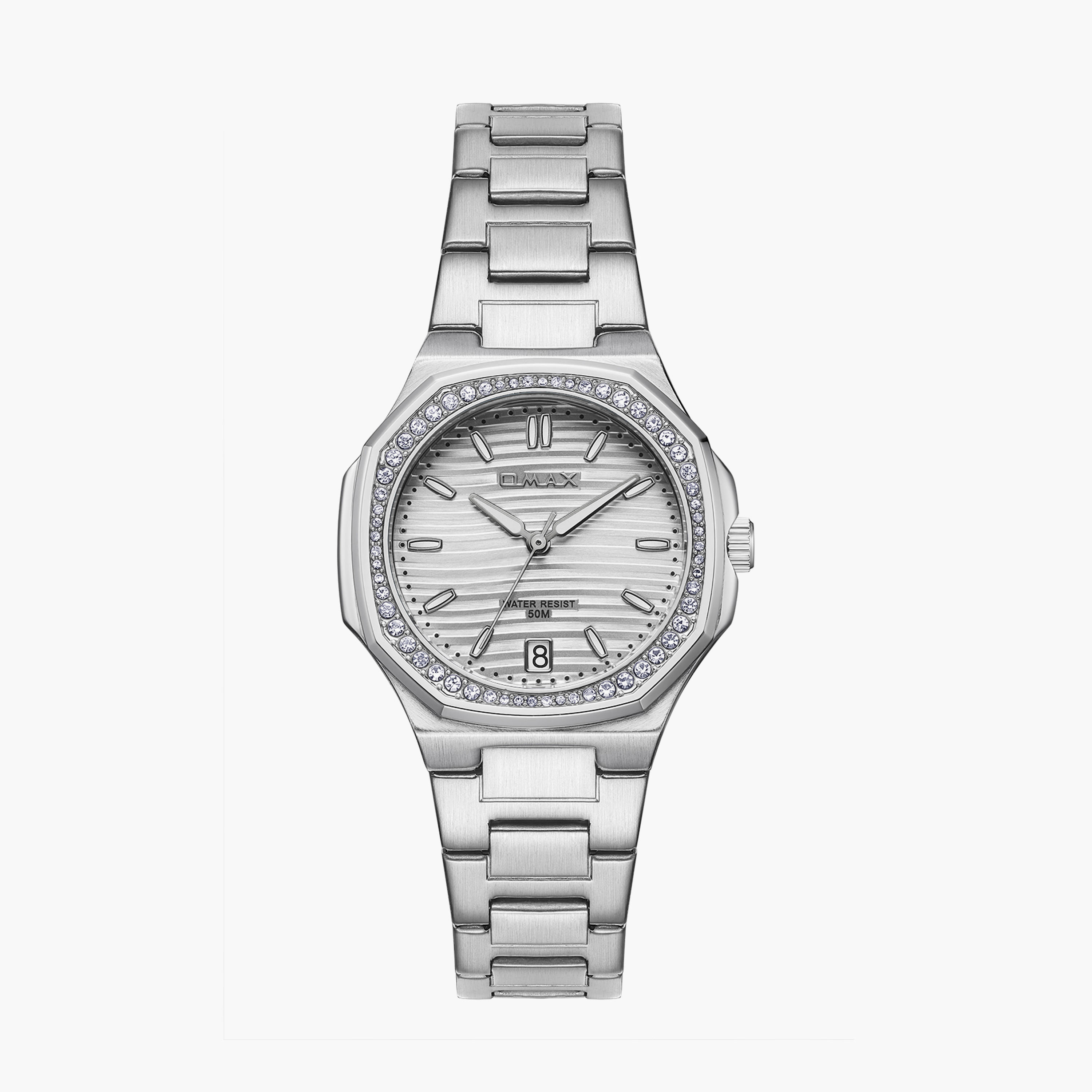 Omax Women's 42MM Silver Analog Metal Strap Watch | 00BFD006V018-women-watchesandjewellery-watches-image-1