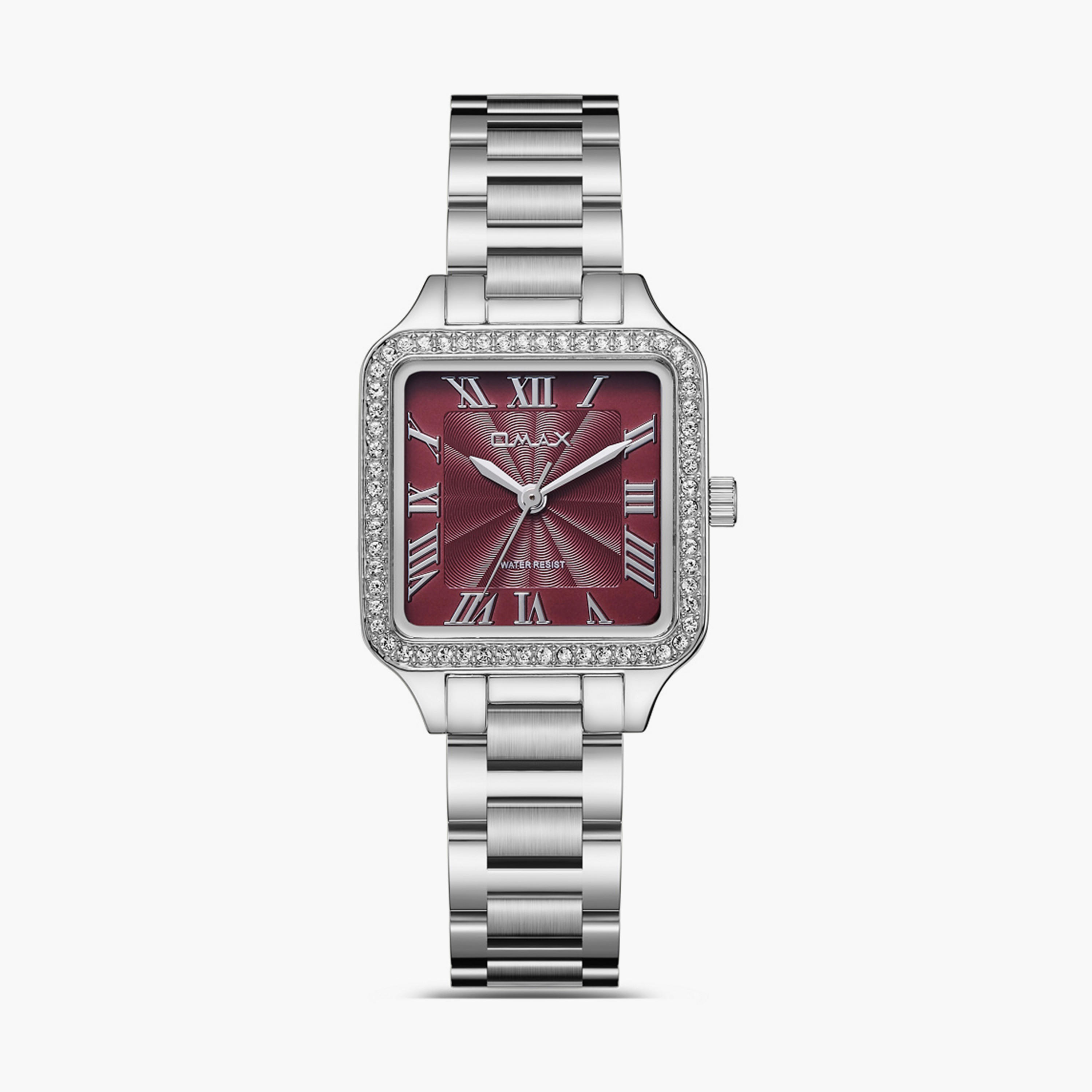 Omax Women's 28MM Silver Analog Metal Strap Watch | SQ-BS002PX3R-women-watchesandjewellery-watches-image-1