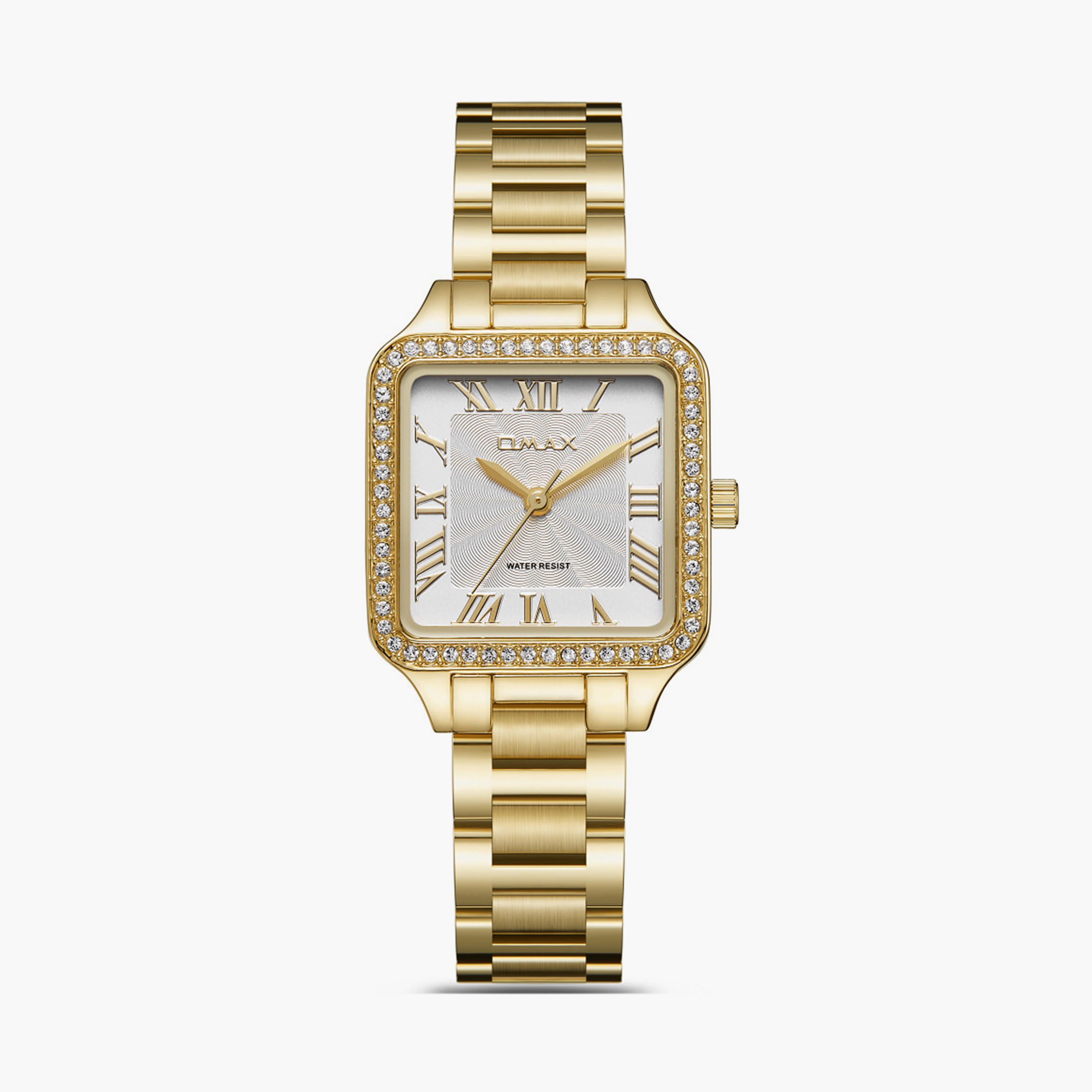 أوماكس- ساعة تناظرية   للنساء  سوار معدني  لون ذهبي   28مم | SQ-BS002G31R-women-watchesandjewellery-watches-image-1