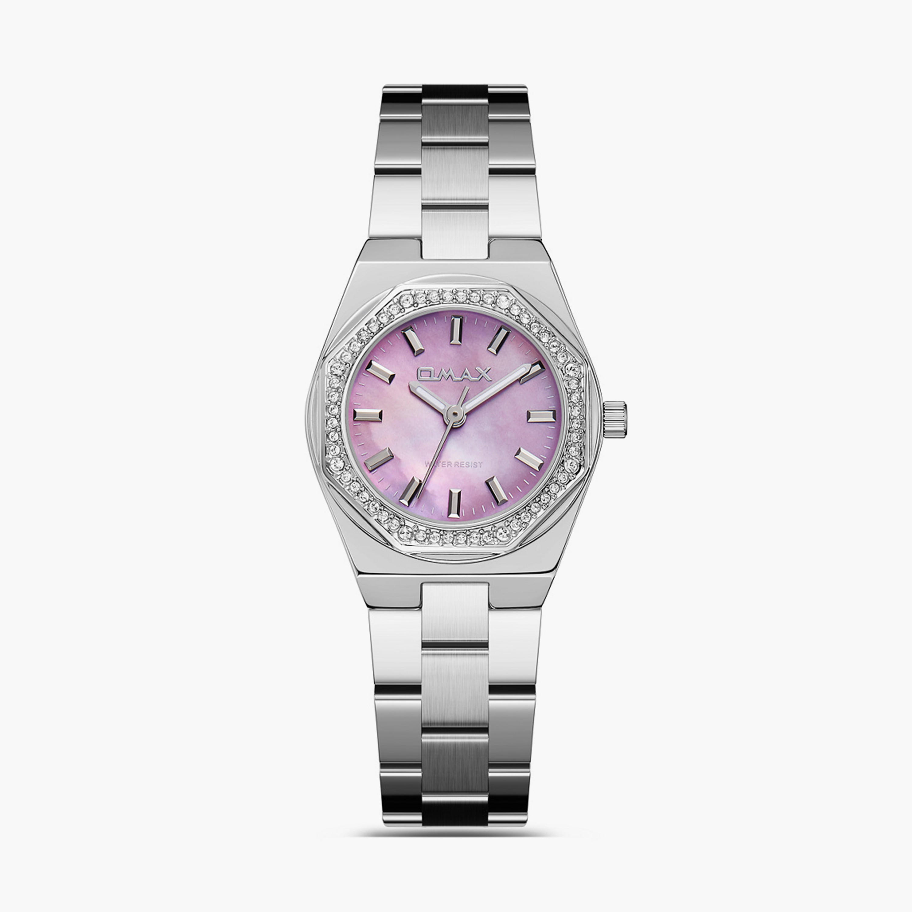 أوماكس- ساعة تناظرية   للنساء  سوار معدني  لون فضي   28مم | SQ-BS008PI3I-women-watchesandjewellery-watches-image-5