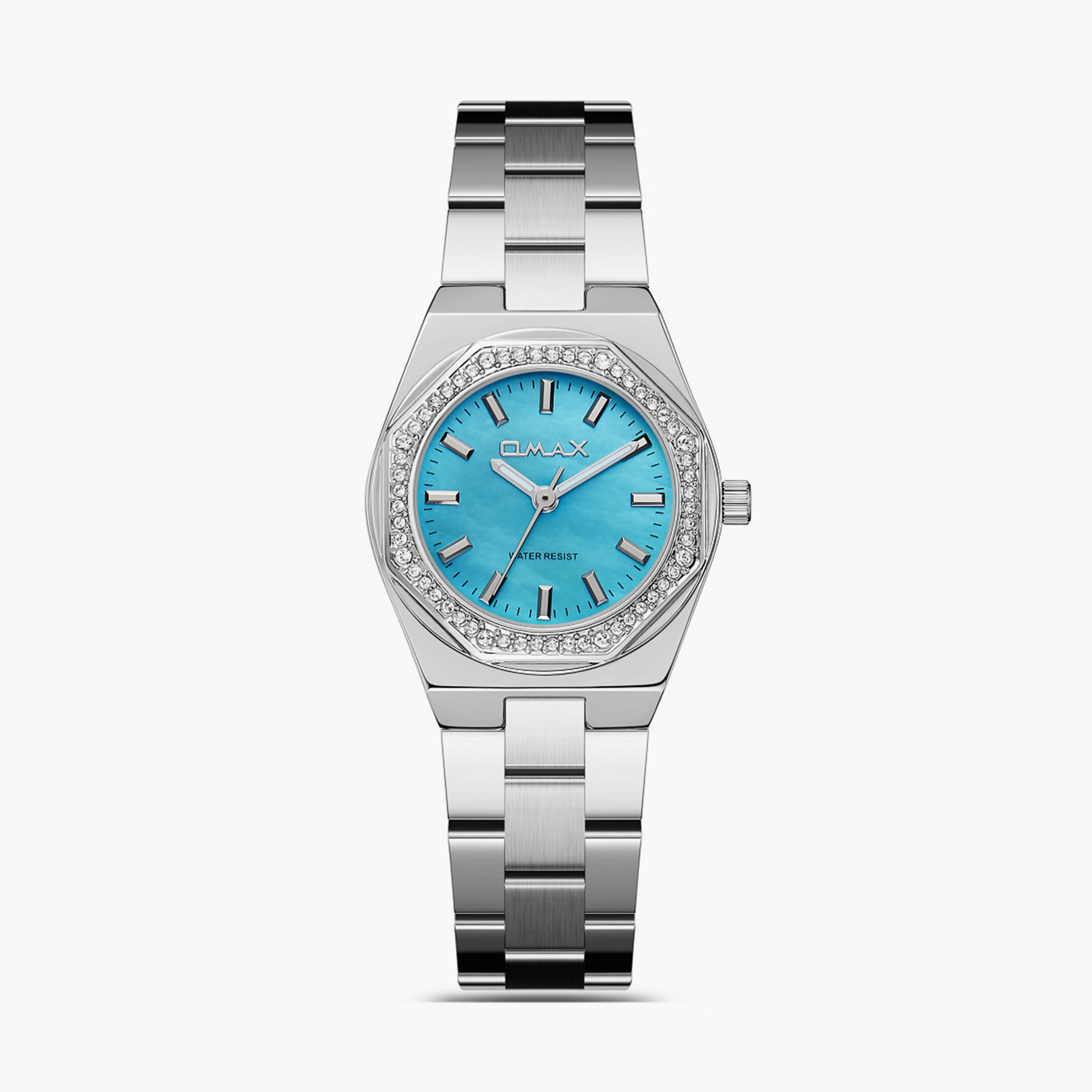 Omax Women's 28MM Silver Analog Metal Strap Watch | SQ-BS008PI3I-women-watchesandjewellery-watches-image-1