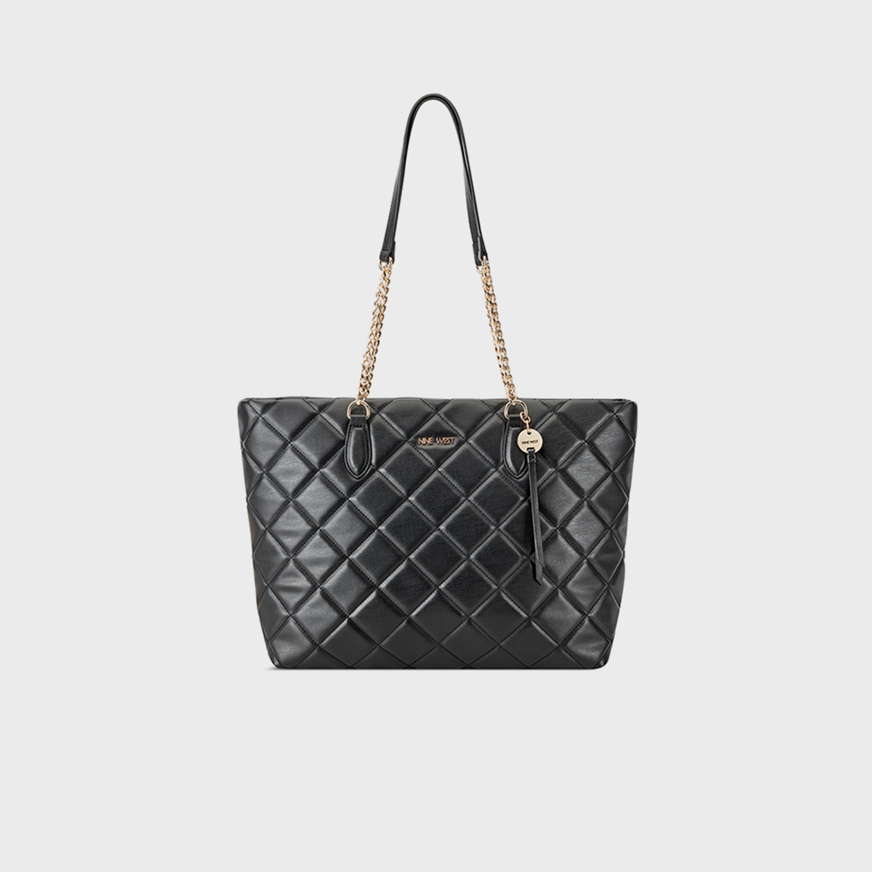 Nine West Meilani Quilted Double Handle Shoulder Bag with Zipper Closure and Chain Strap-women-bagsandwallets-handbags-image-1
