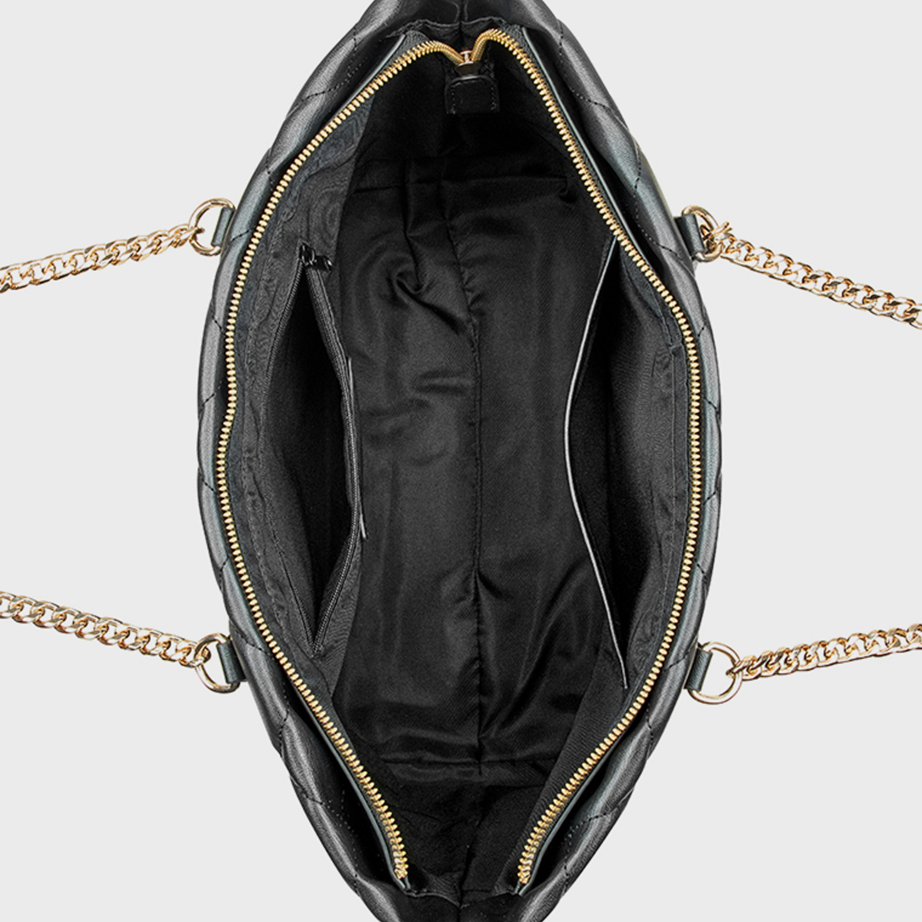 ناين ويست- شنطة كتف ميلاني مبطنة بمقبضين مع إغلاق بسحاب وحزام سلسلة-women-bagsandwallets-handbags-image-4