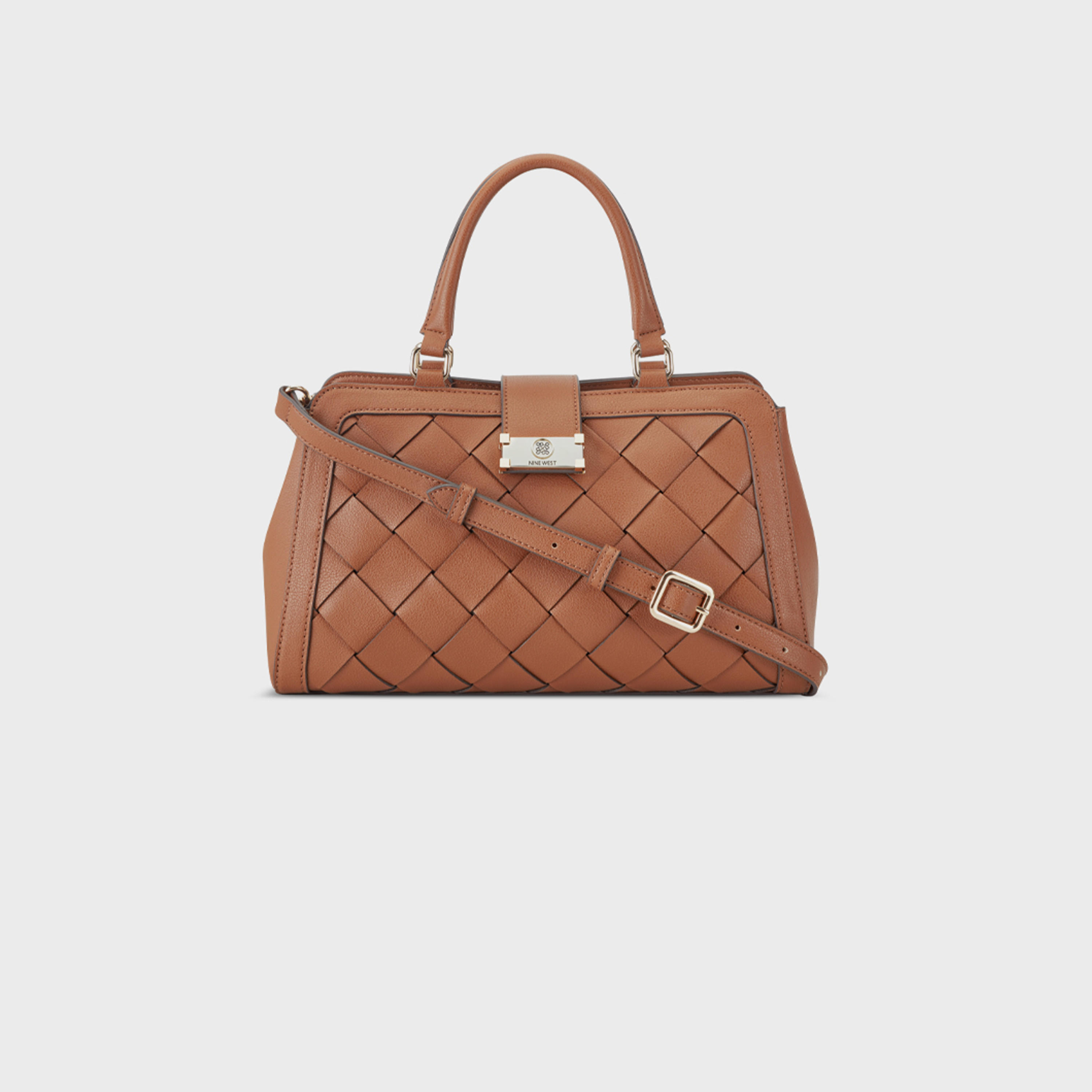 Nine West Mylah Textured Double Handle Satchel Bag with Magnetic Closure and Detachable Strap-women-bagsandwallets-handbags-image-1