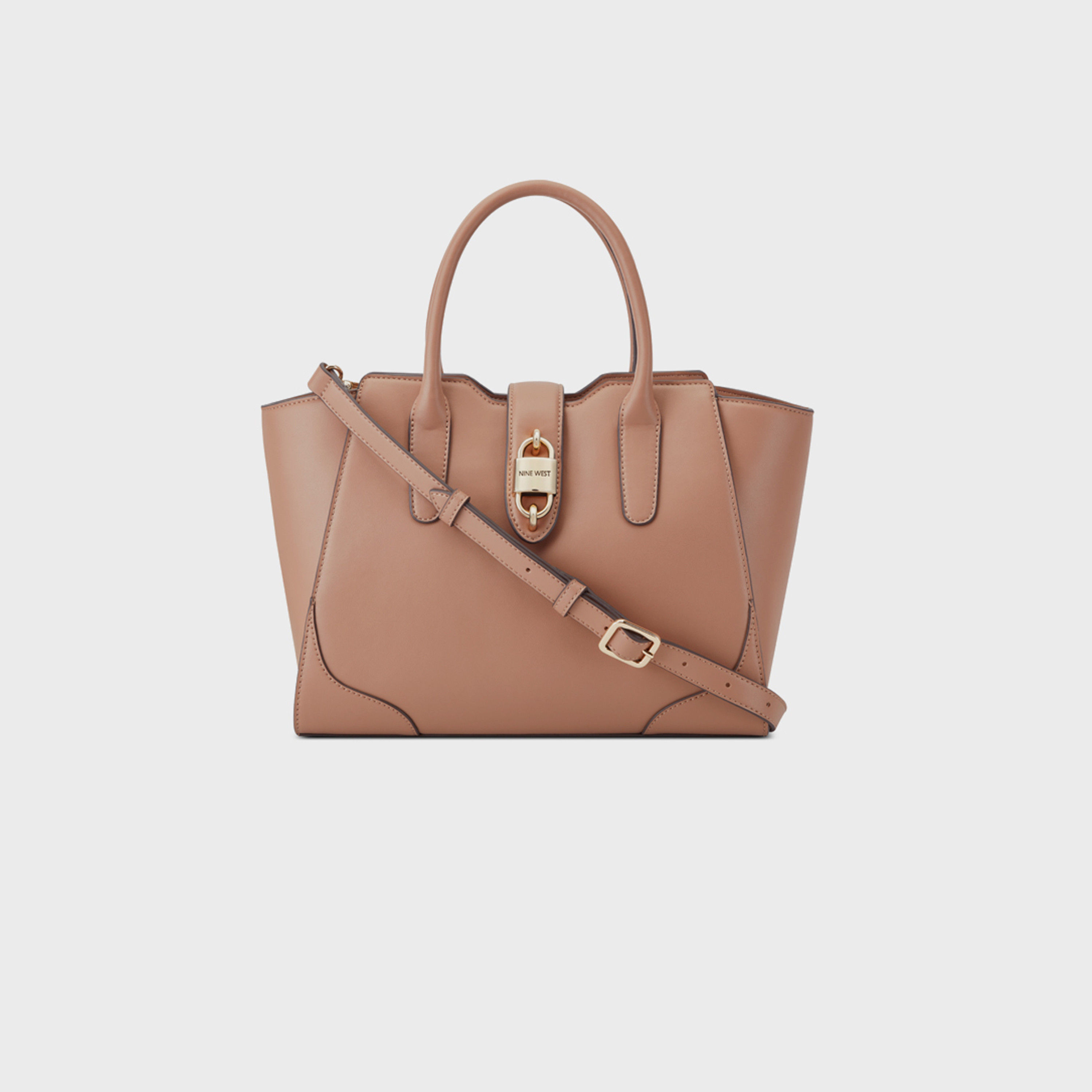 Nine West Wesson Plain Double Handle Satchel Bag with Zipper Closure and Detachable Strap-women-bagsandwallets-handbags-image-1