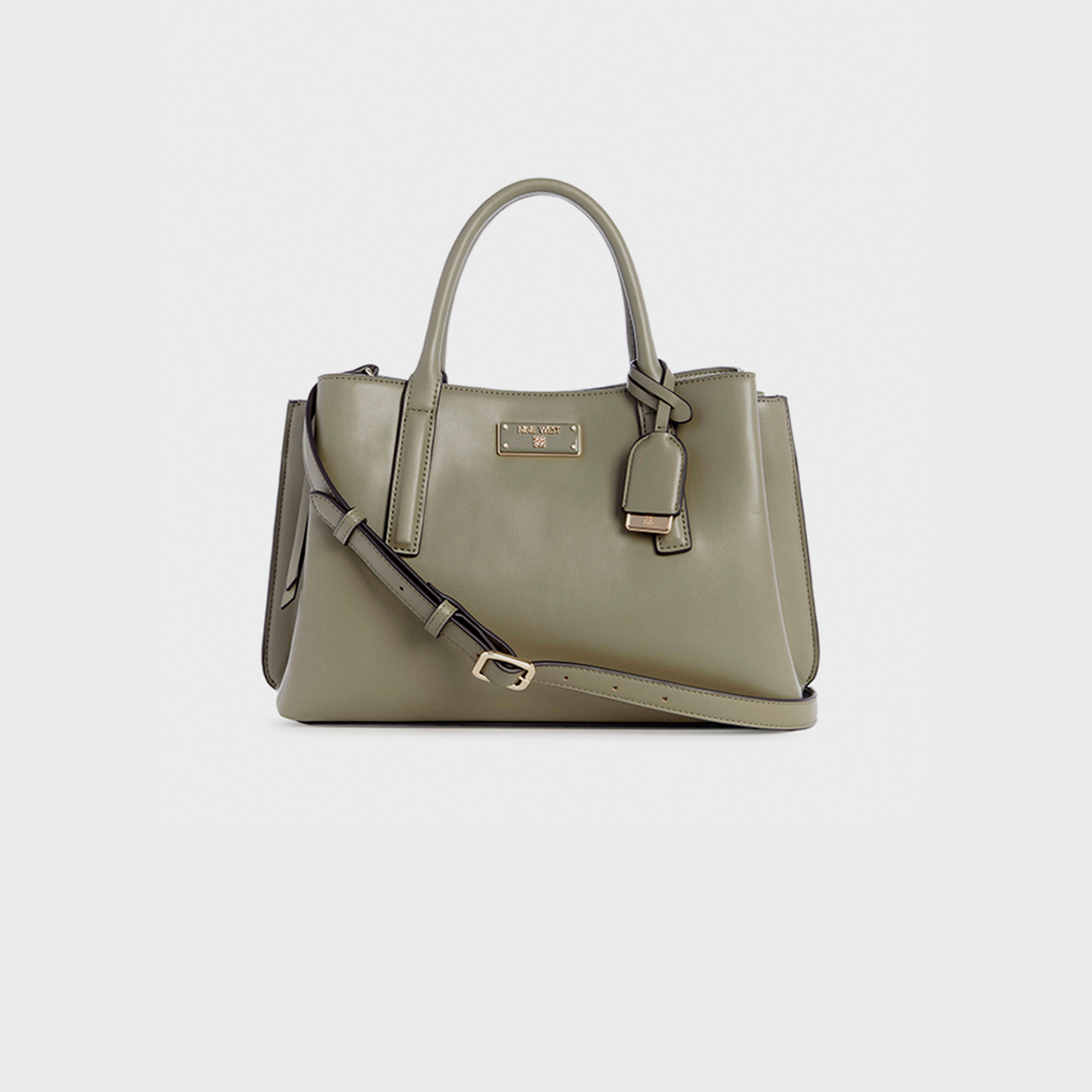 Nine West Leonel Plain Double Handle Satchel Bag with Zipper Closure and Detachable Strap-women-bagsandwallets-handbags-image-1