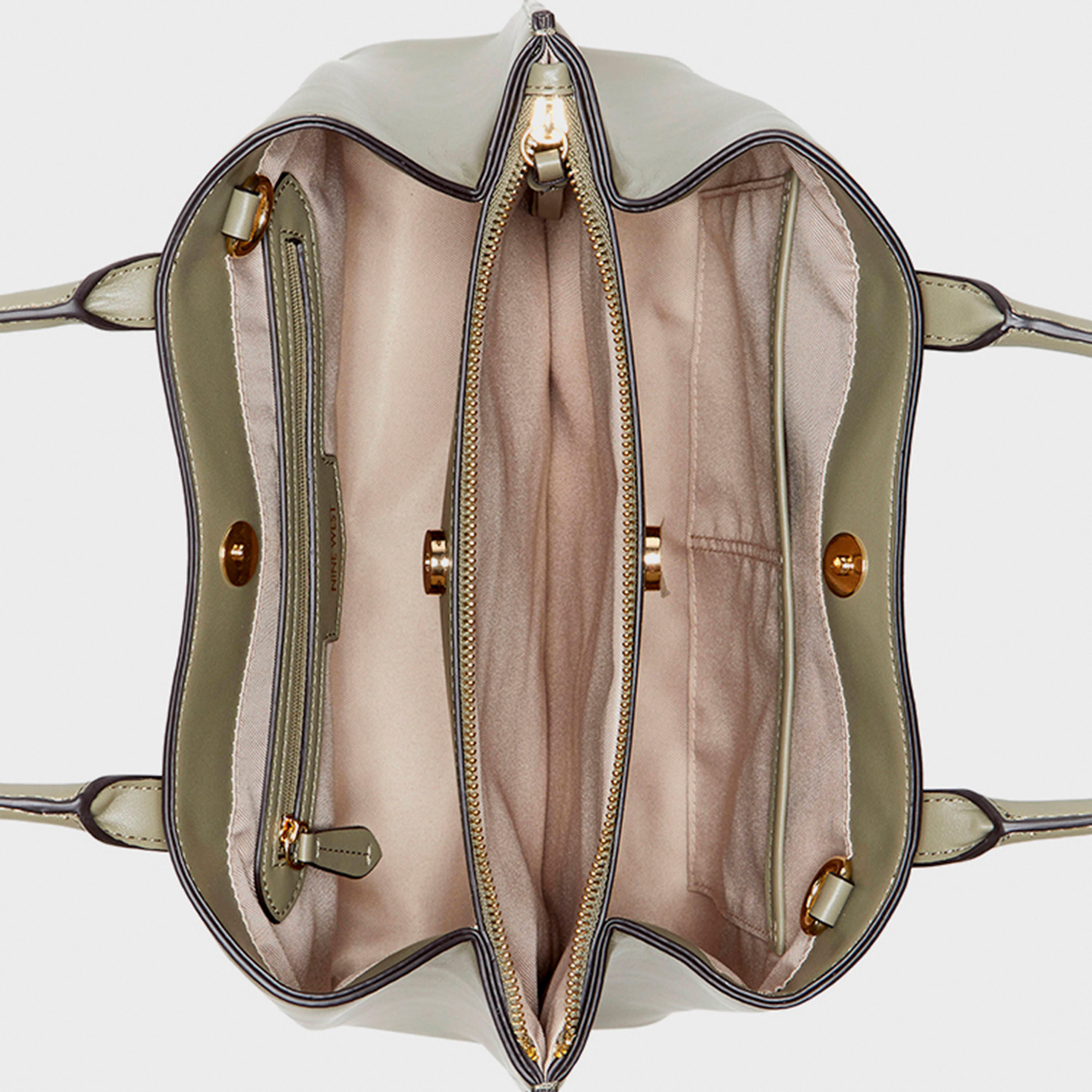 ناين ويست- شنطة ساتشيل ليونيل بمقبض مزدوج سادة بإغلاق بسحاب وحزام قابل للفصل-women-bagsandwallets-handbags-image-4