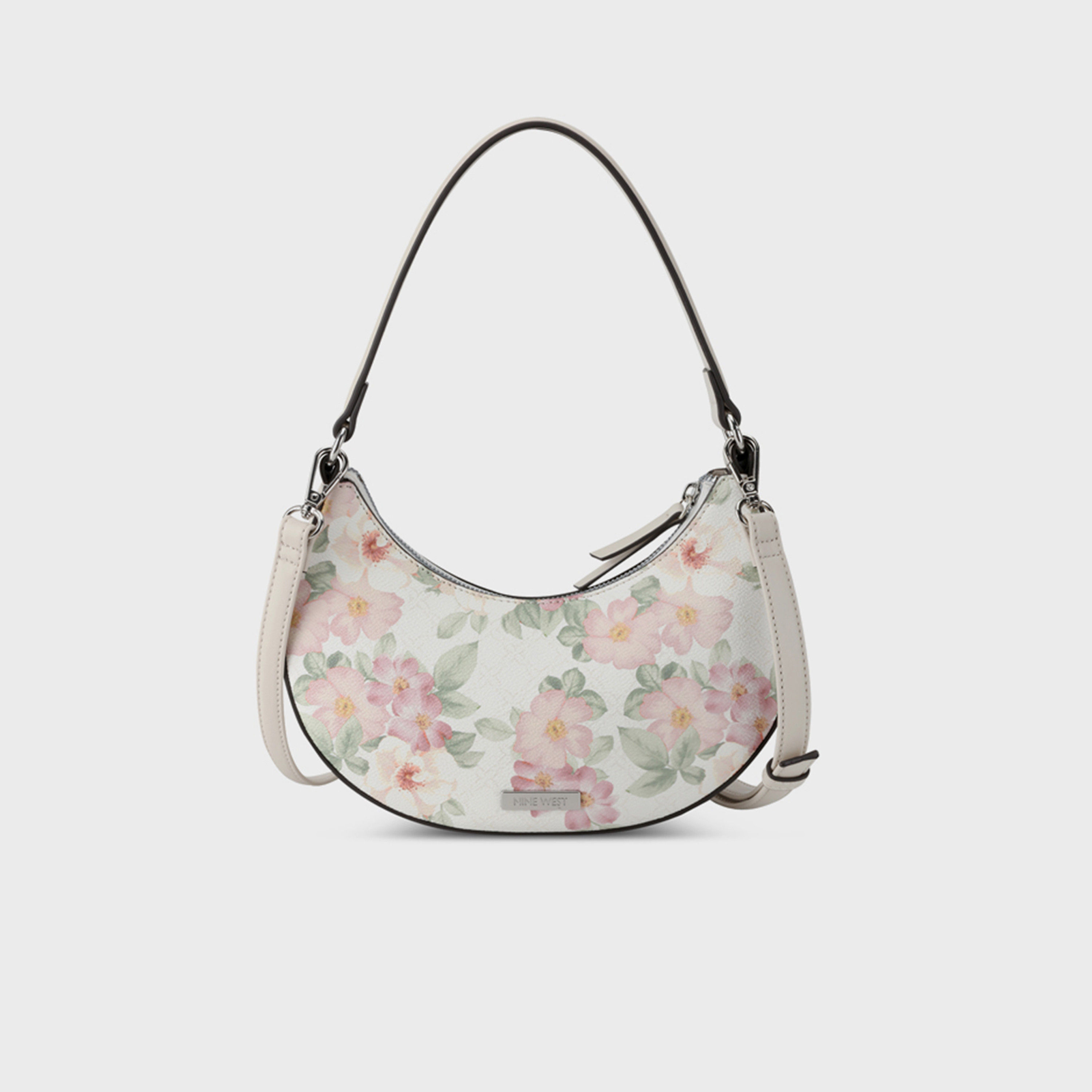 ناين ويست- شنطة كتف اليورا بيرلز مطبوعة بسحاب وقفل سحاب وحزام قابل للفصل-women-bagsandwallets-handbags-image-2
