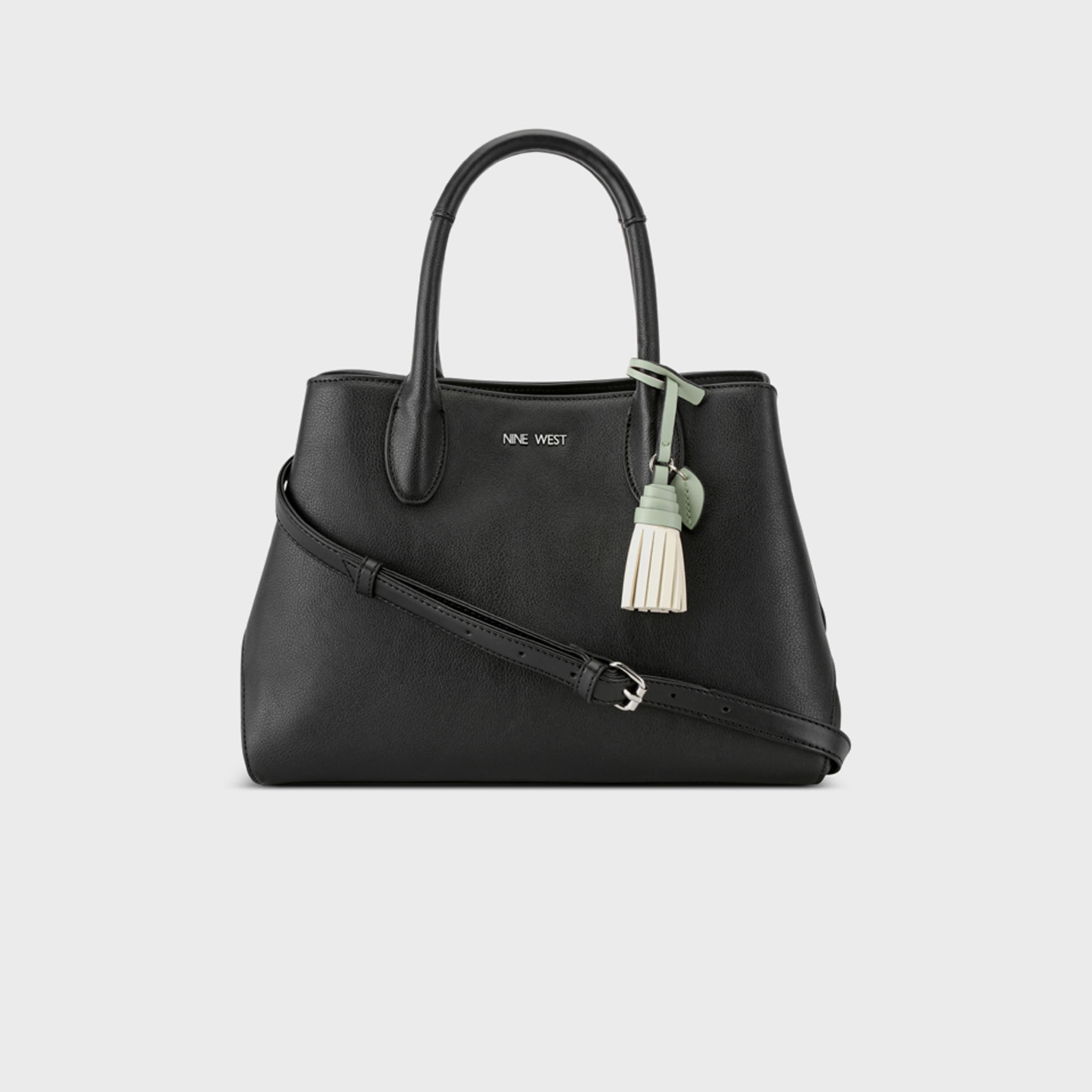 Nine West Maren Plain Double Handle Satchel Bag with Zipper Closure and Detachable Strap-women-bagsandwallets-handbags-image-1