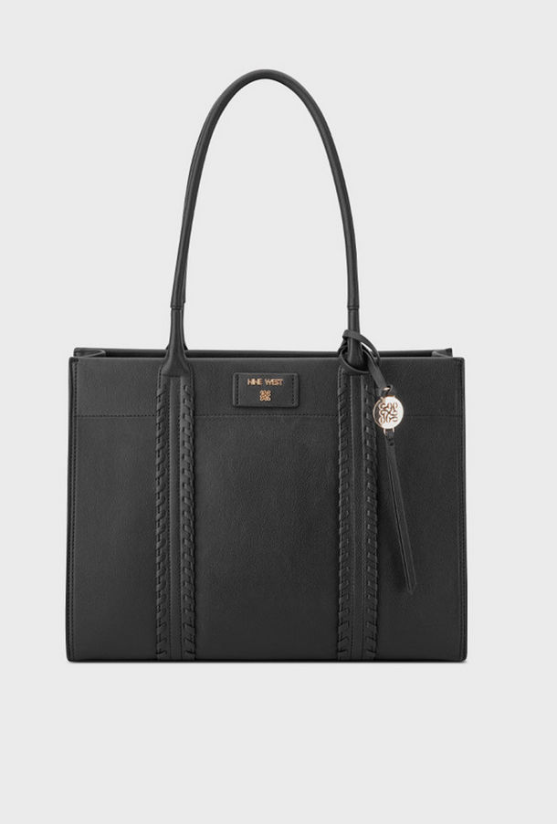 ناين ويست- شنطة بيتون ذات المقبض المزدوج والمزخرفة مع سحاب للإغلاق-women-bagsandwallets-handbags-image-1