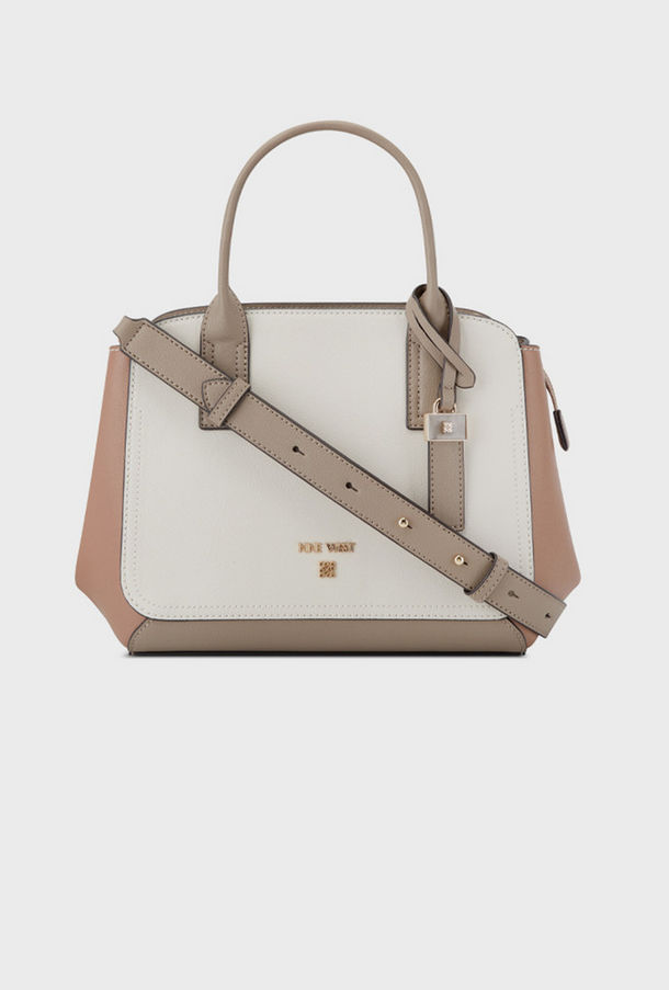 Nine West Morden Color Block Double Handle Satchel Bag with Zipper Closure and Detachable Strap-women-image-1