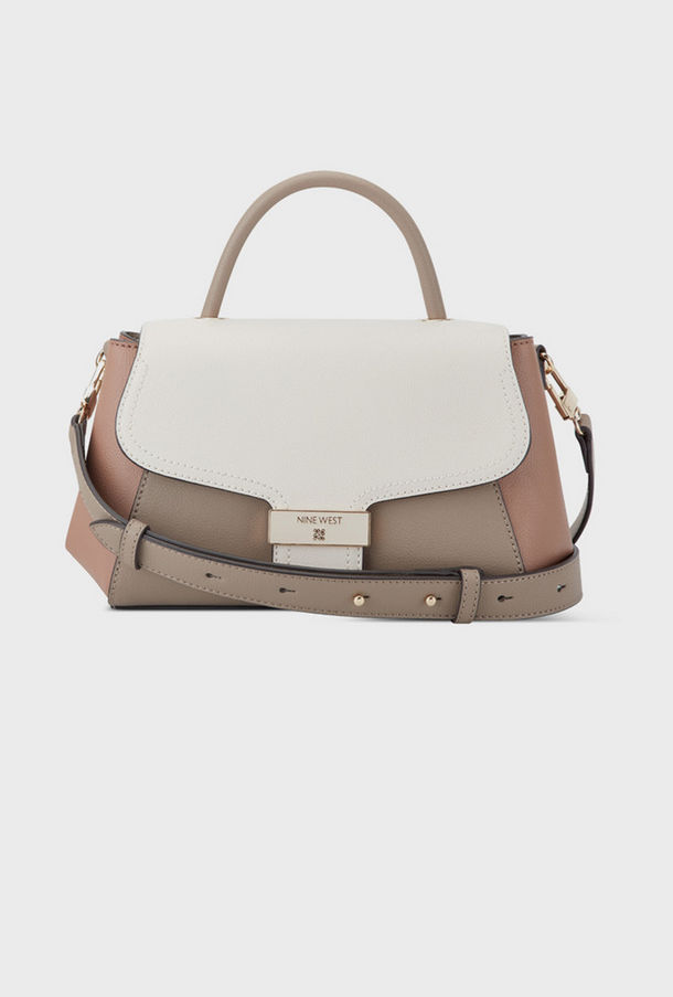 Nine West Morden Color Block Top Handle Crossbody Bag with Flap Closure and Detachable Strap-women-image-1