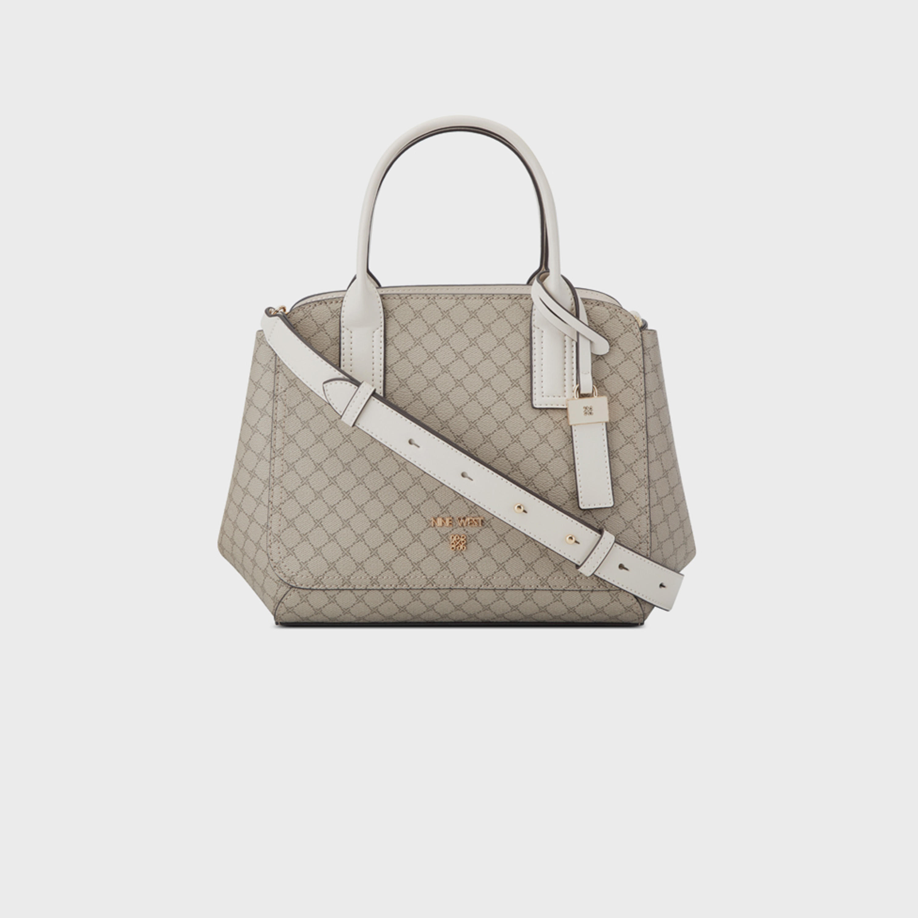 ناين ويست- شنطة ساتشيل مودرن بمقبضين مع إغلاق بسحاب وحزام قابل للفصل-women-bagsandwallets-handbags-image-1