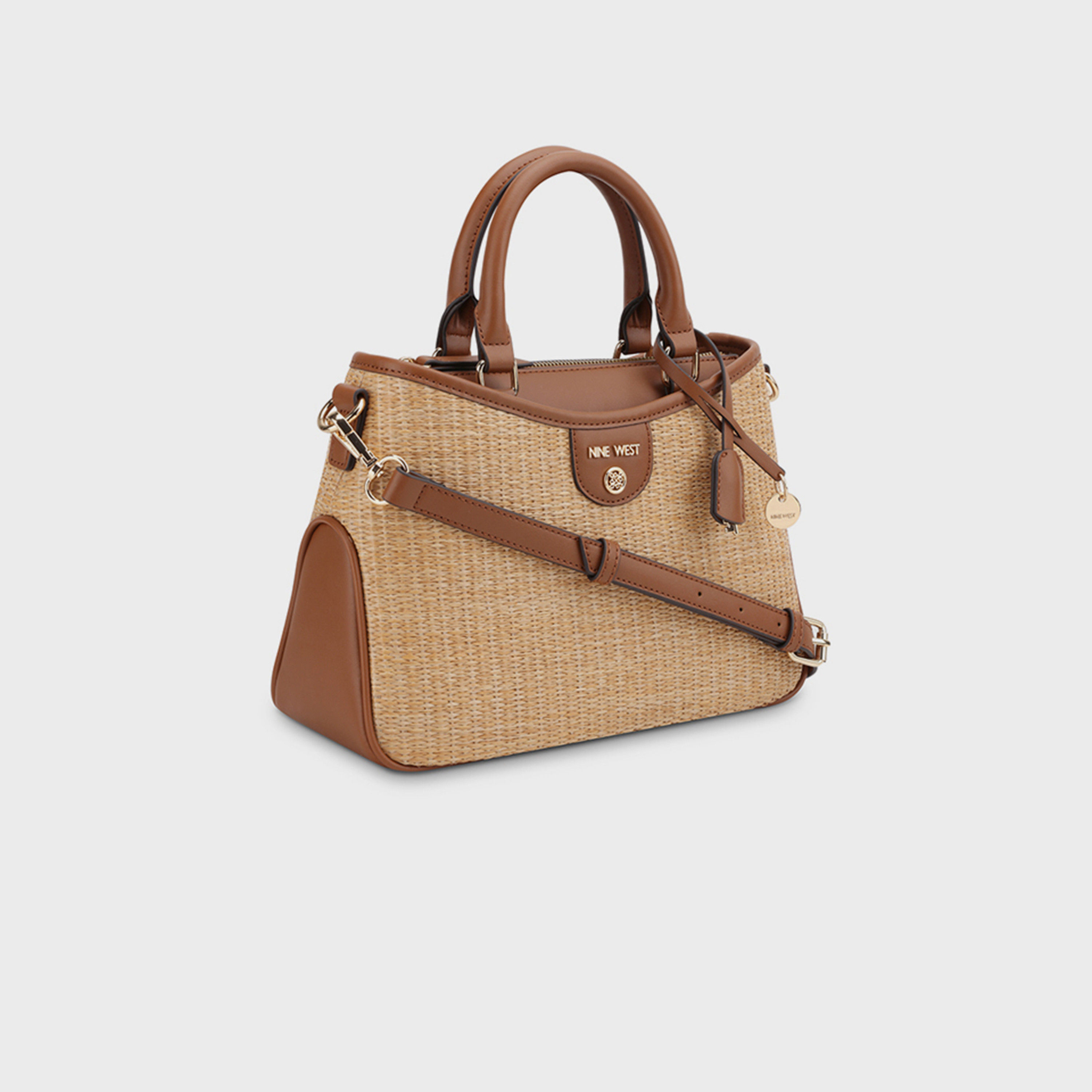 Nine West Kiley Textured Double Handle Satchel Bag with Zipper Closure and Detachable Strap-women-bagsandwallets-handbags-image-3