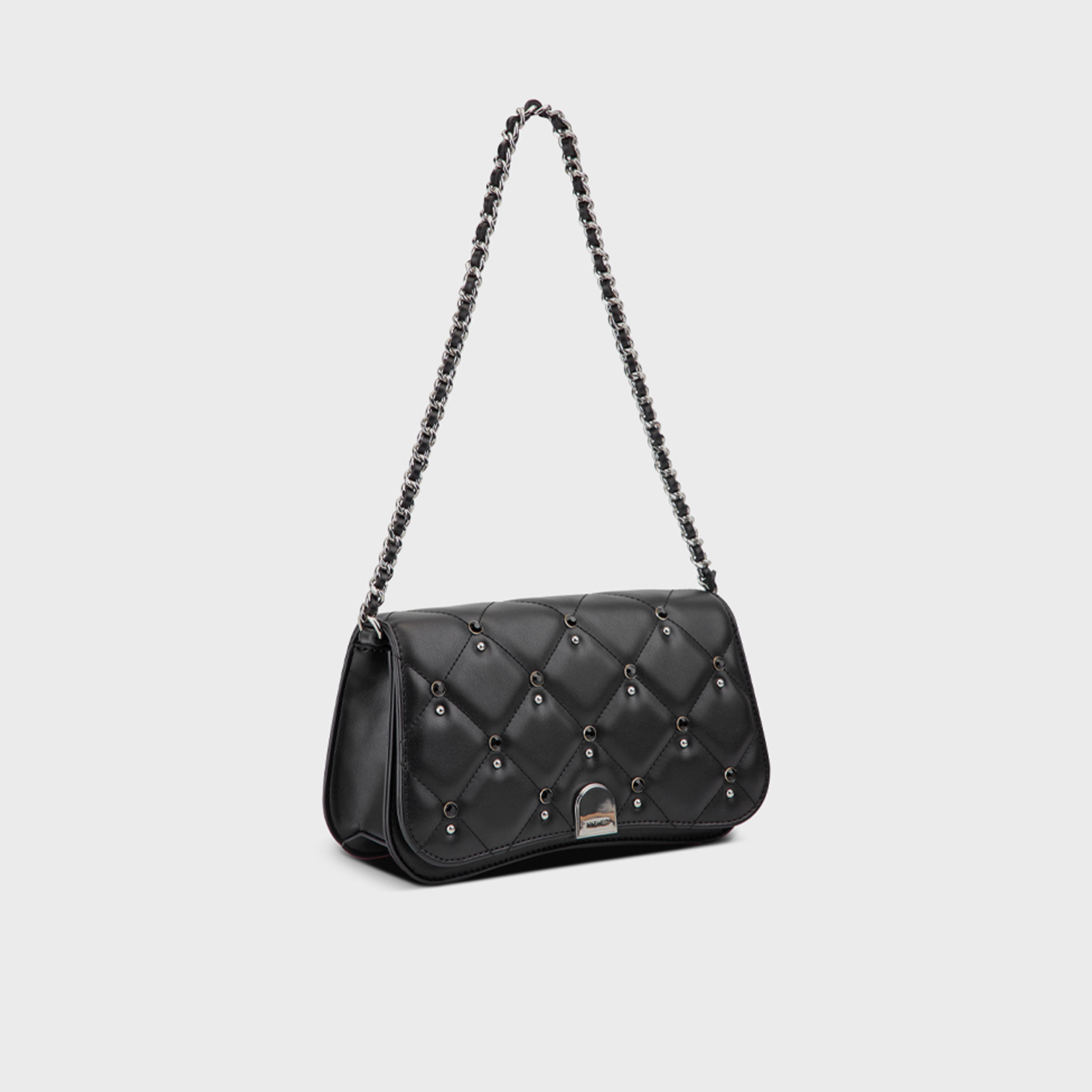 ناين ويست- شنطة كتف سومي مزينة مع قفل بغطاء وحزام سلسلة-women-bagsandwallets-handbags-image-3