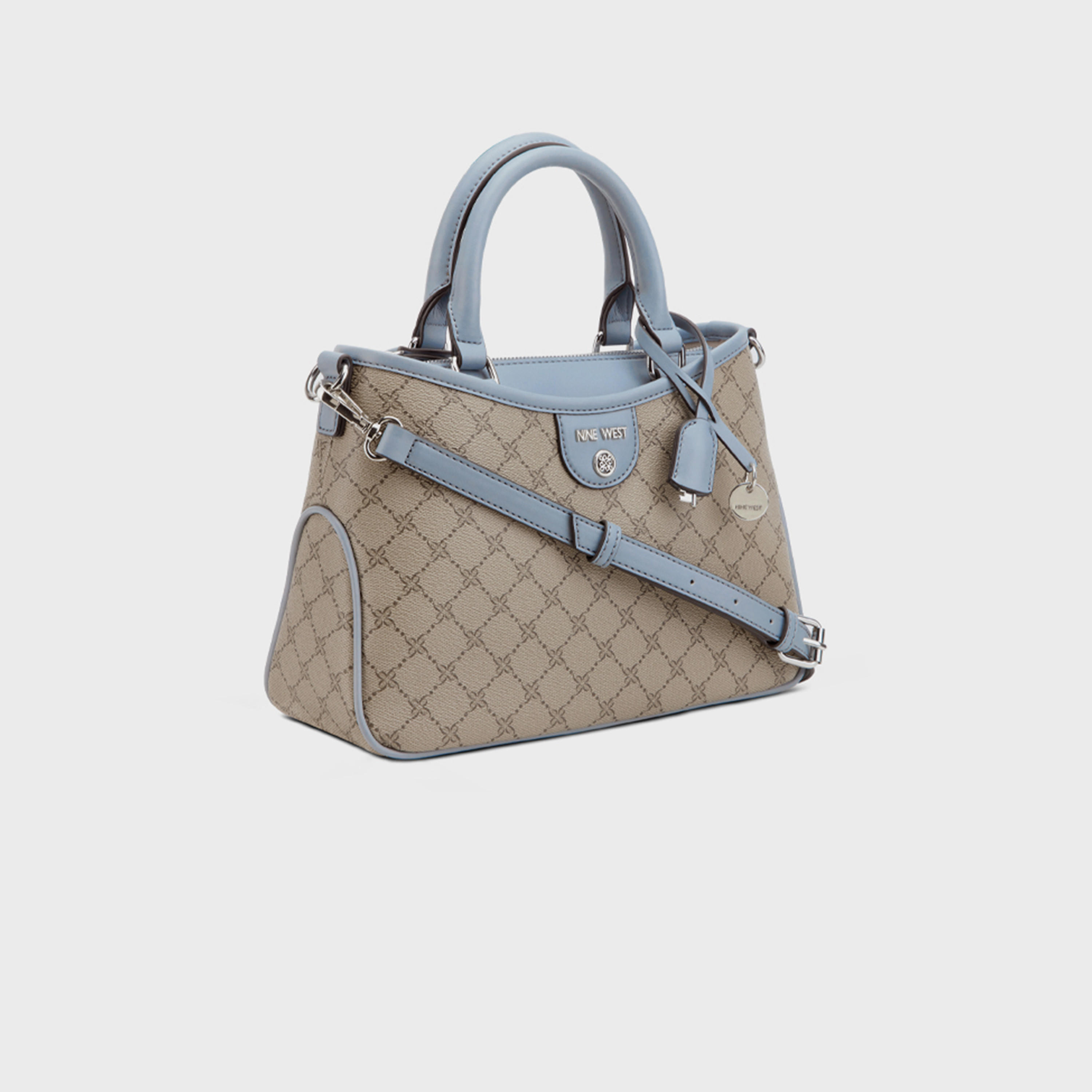 Nine West Kiley Monogram Double Handle Satchel Bag with Zipper Closure and Detachable Strap-women-bagsandwallets-handbags-image-3