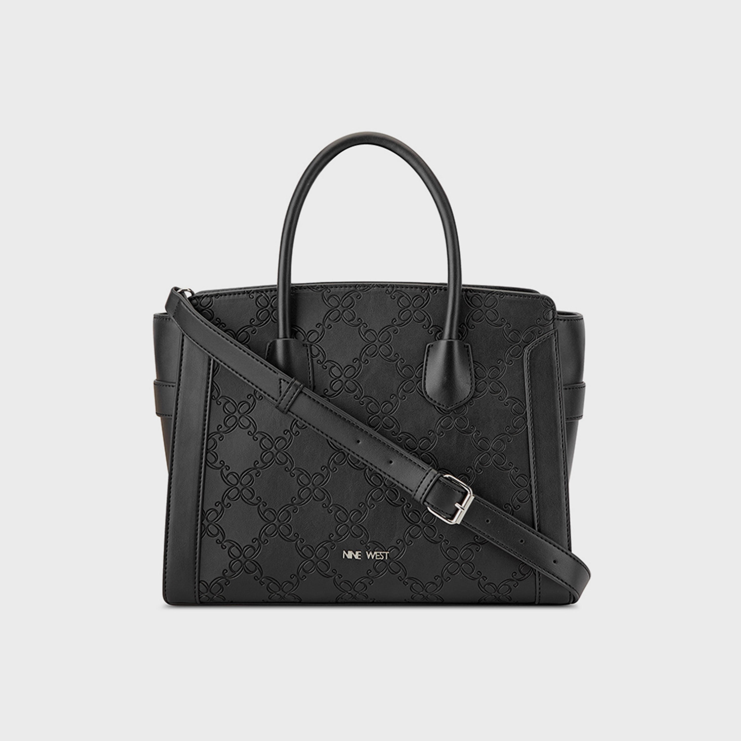 Nine West Margery Monogram Double Handle Satchel Bag with Zipper Closure and Detachable Strap-women-bagsandwallets-handbags-image-1