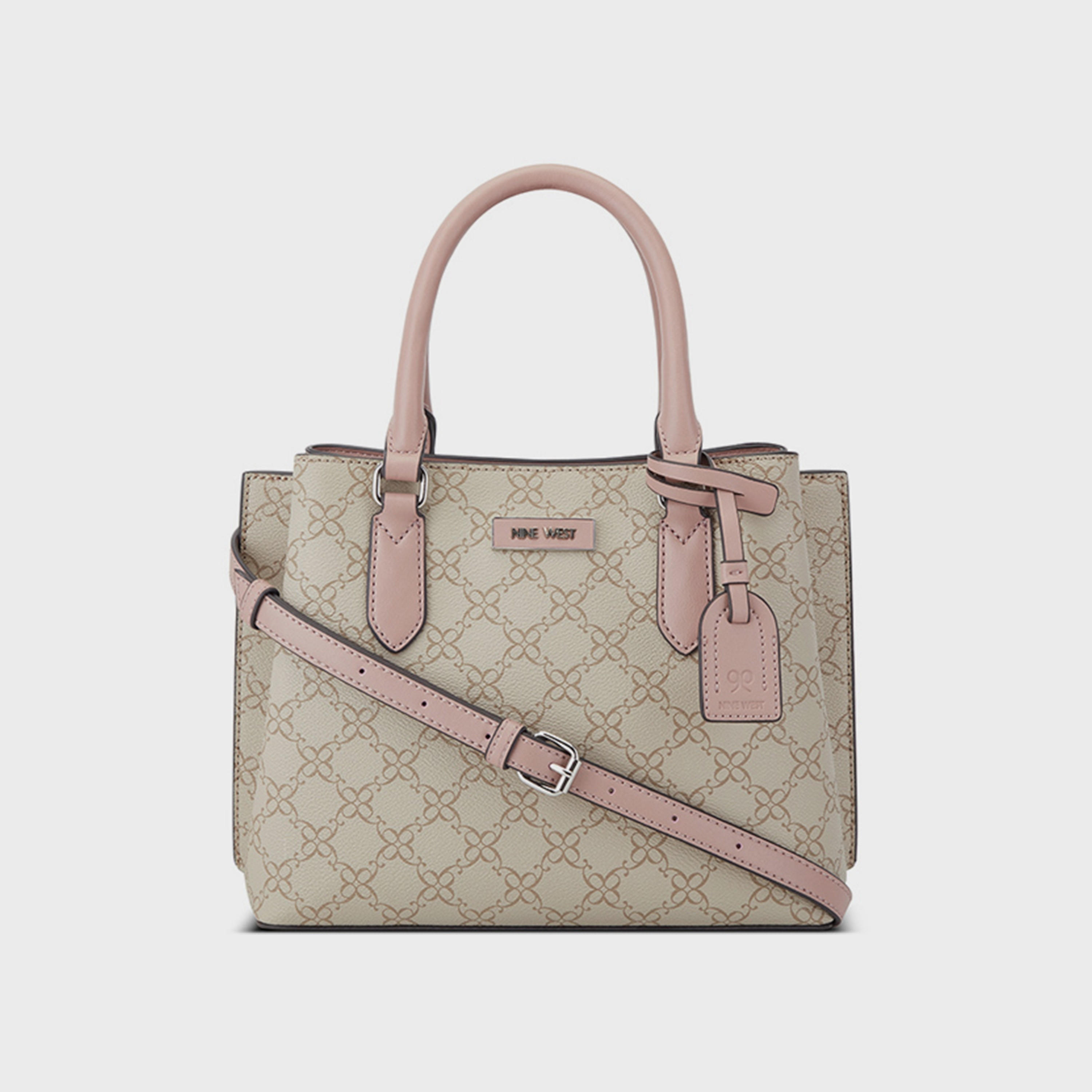 Nine West Shonda Monogram Double Handle Satchel Bag with Magnetic Closure and Detachable Strap-women-bagsandwallets-handbags-image-1