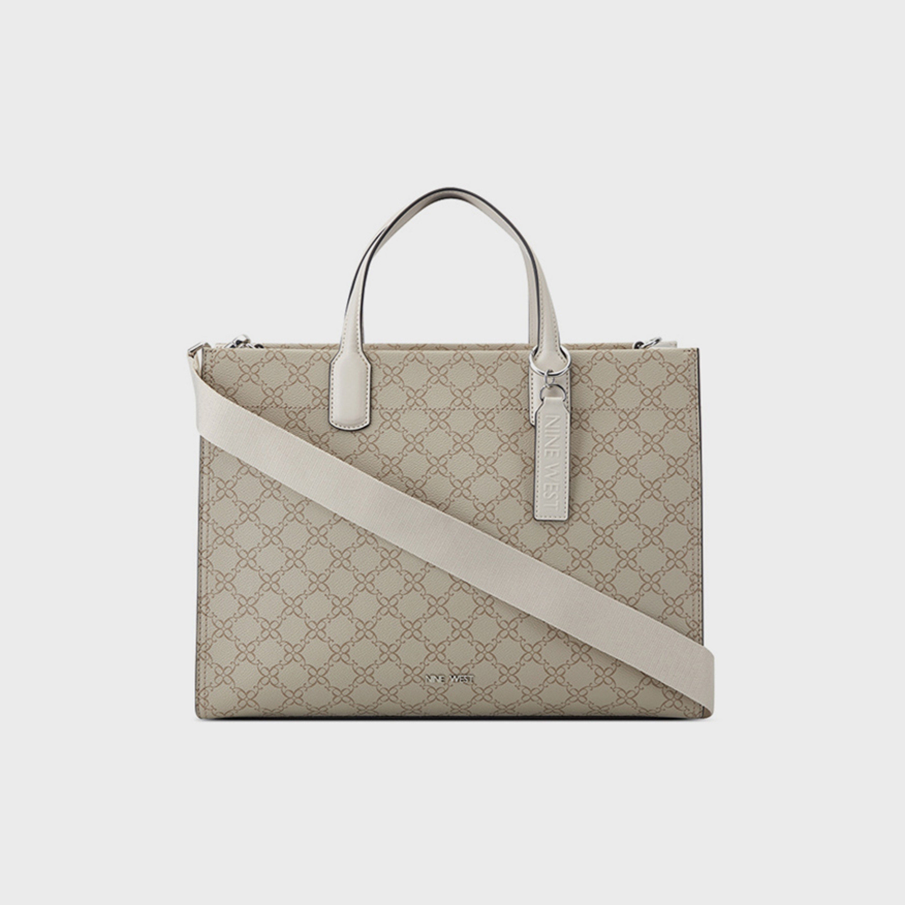 حقيبة يد ناين ويست مونوغرام ذات مقبض مزدوج مع سحاب للإغلاق وحزام قابل للفصل-women-bagsandwallets-handbags-image-1