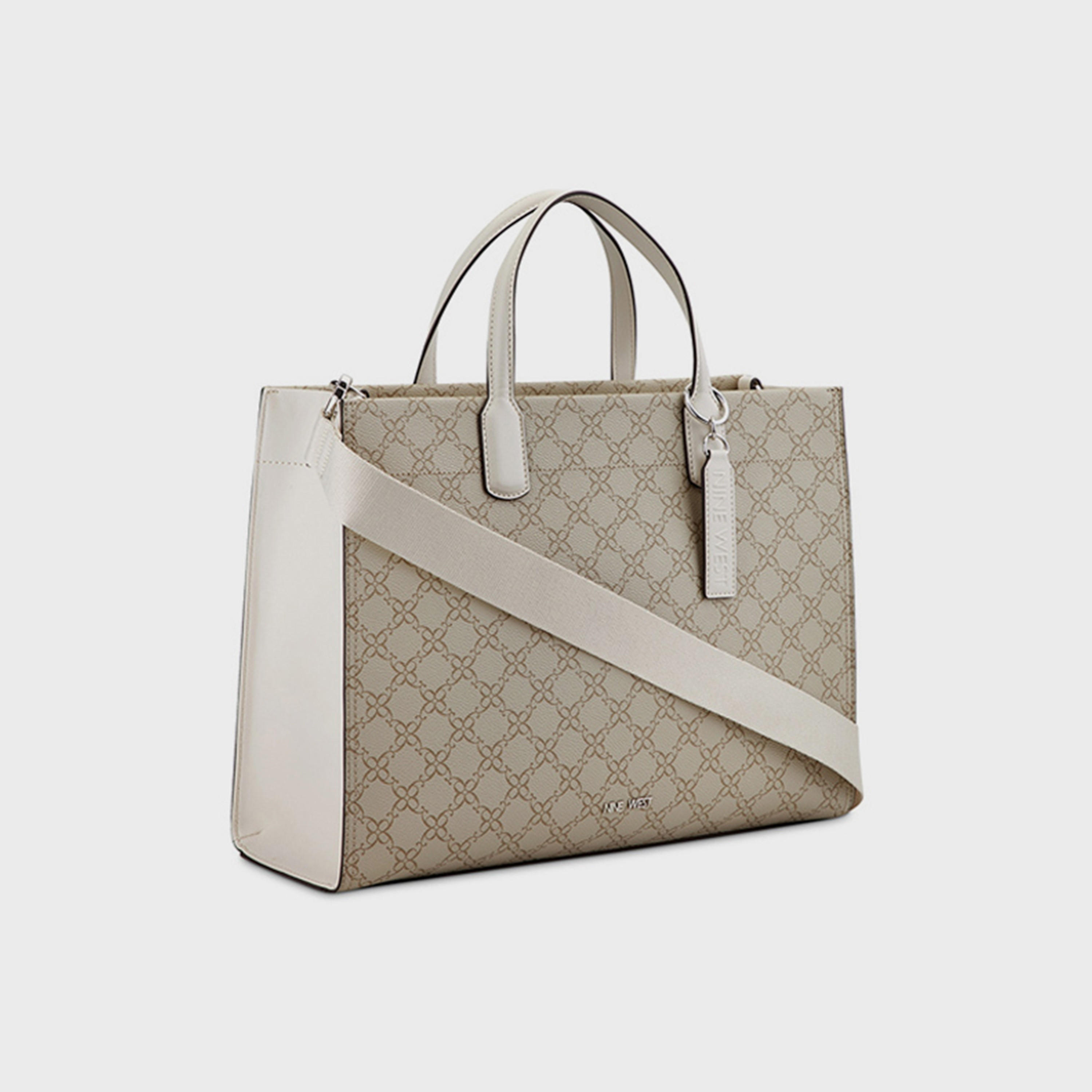 حقيبة يد ناين ويست مونوغرام ذات مقبض مزدوج مع سحاب للإغلاق وحزام قابل للفصل-women-bagsandwallets-handbags-image-2