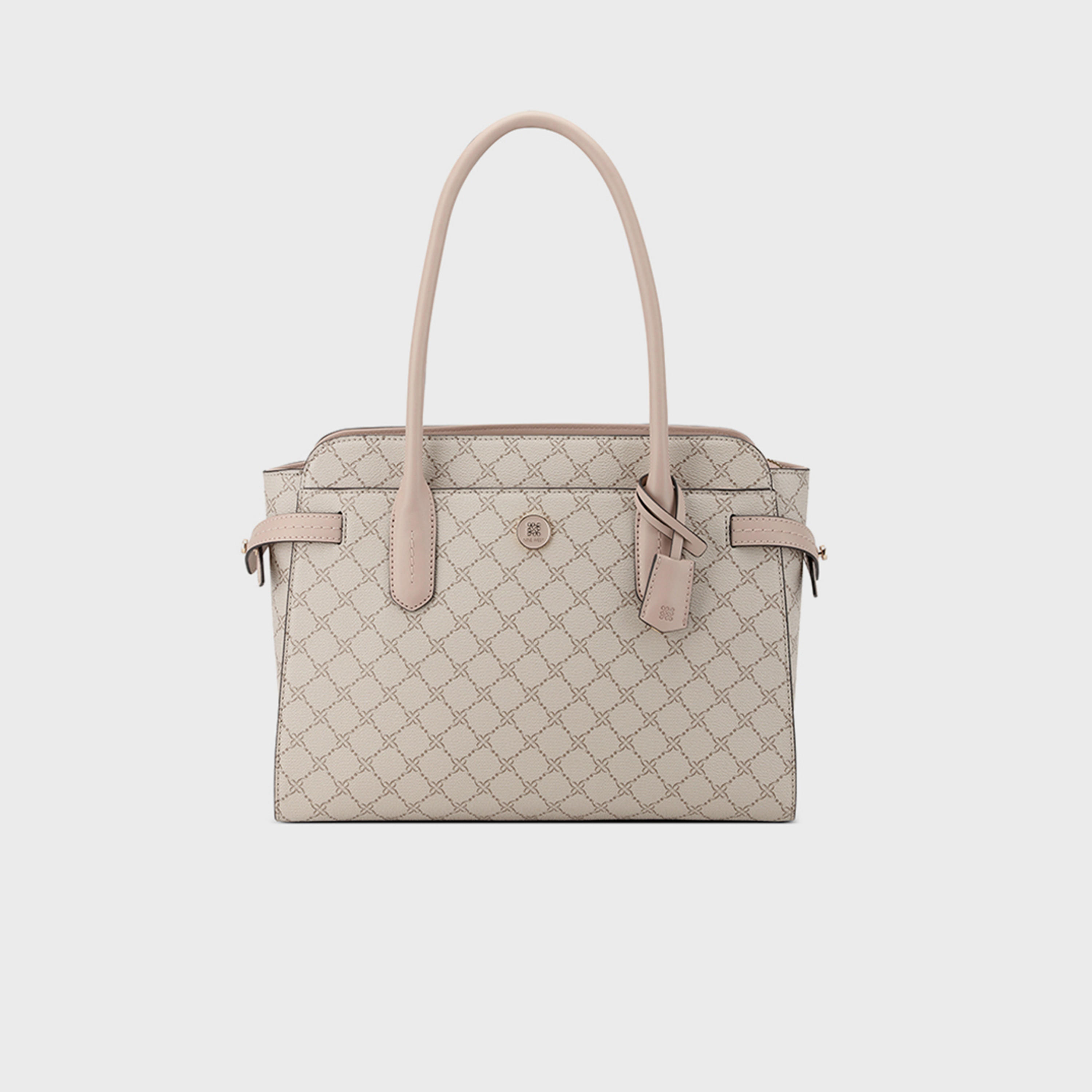 ناين ويست- شنطة يد نامي مونوغرام بمقبض مزدوج بسحاب للإغلاق-women-bagsandwallets-handbags-image-1