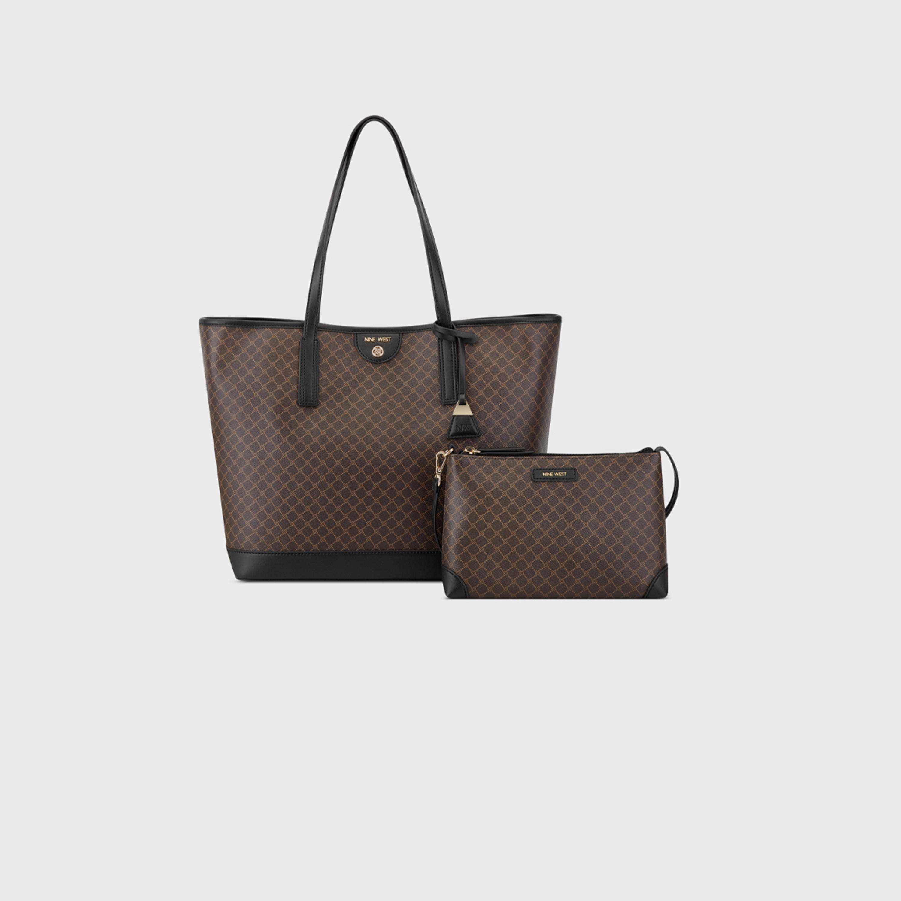 ناين ويست- شنطة توت تيجان مونوغرام بمقبض مزدوج وإغلاق مغناطيسي-women-bagsandwallets-handbags-image-1