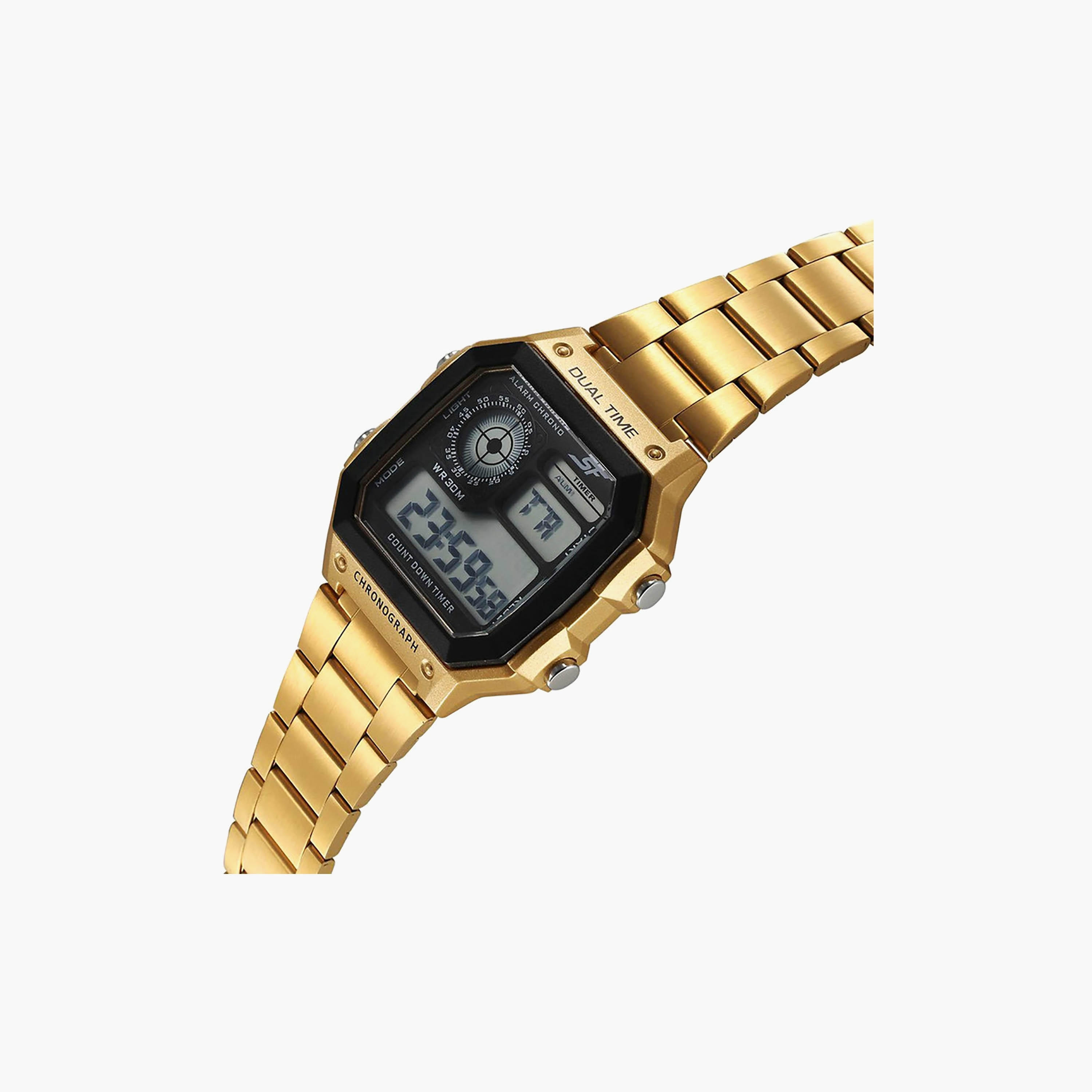 ساعة ذهبية رقمية ستانلس ستيل من سوناتا | 77134PM03-men-watchesandjewellery-watches-image-3