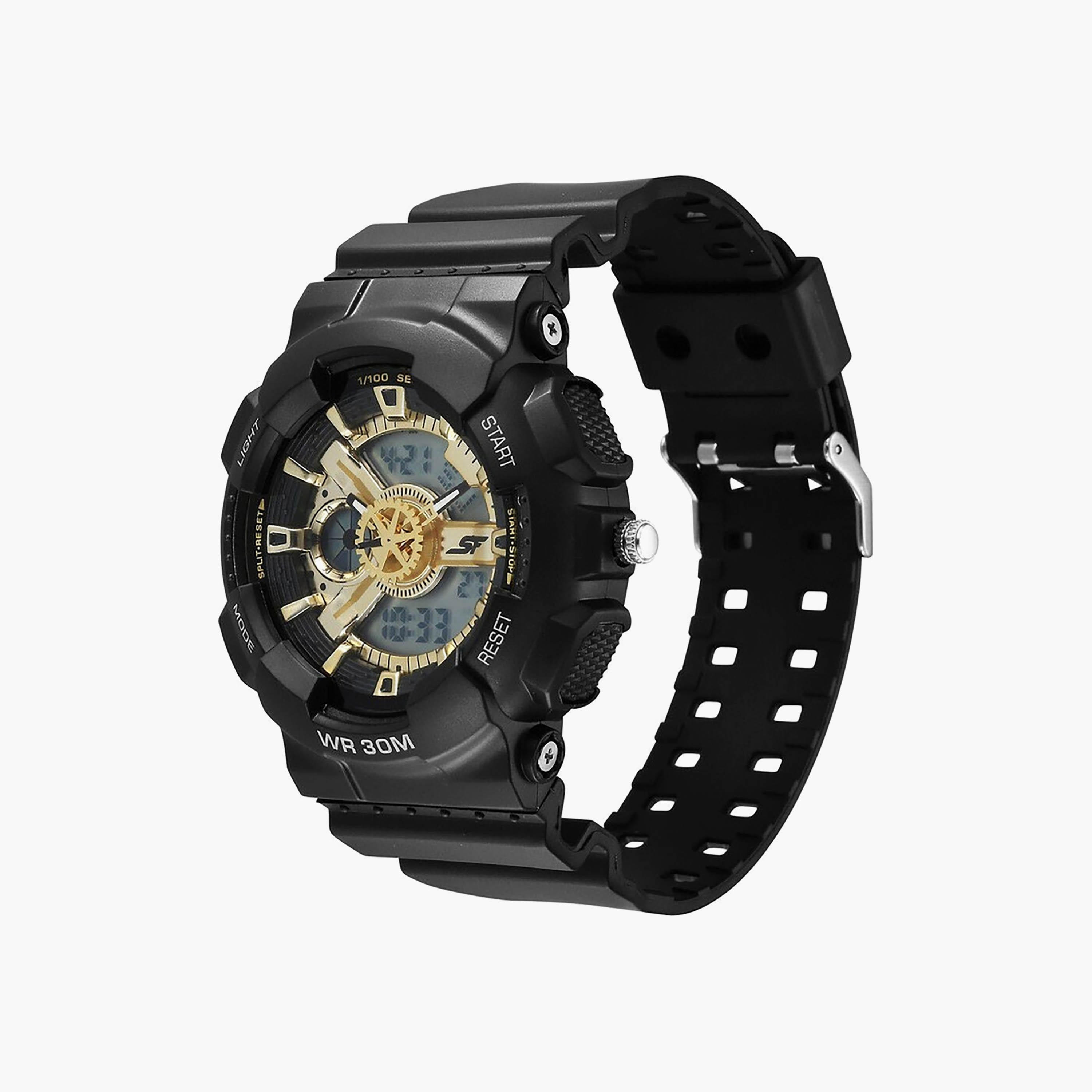 ساعة رجالية من البولي يوريثين 46 مم أنالوج-رقمي سوداء اللون من سوناتا | 77137PP02-men-watchesandjewellery-watches-image-2