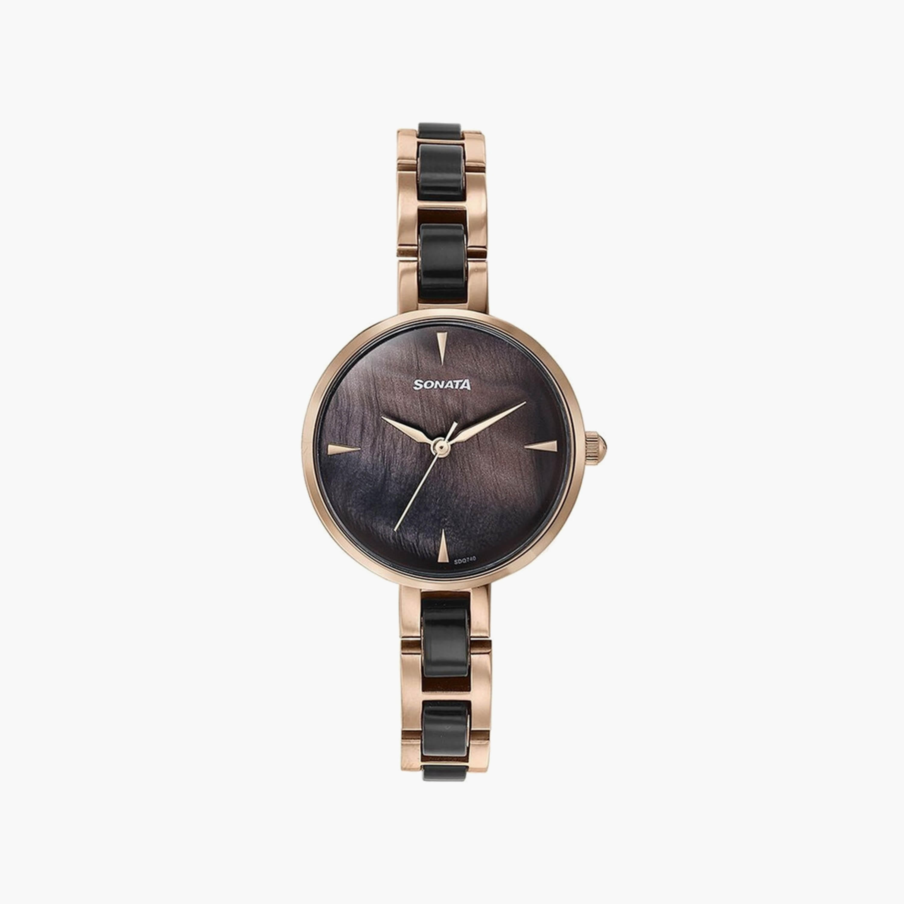 Sonata Women's 30 MM Gold & Black Analog Stainless Steel Watch | 87064KD01-women-watchesandjewellery-watches-image-1