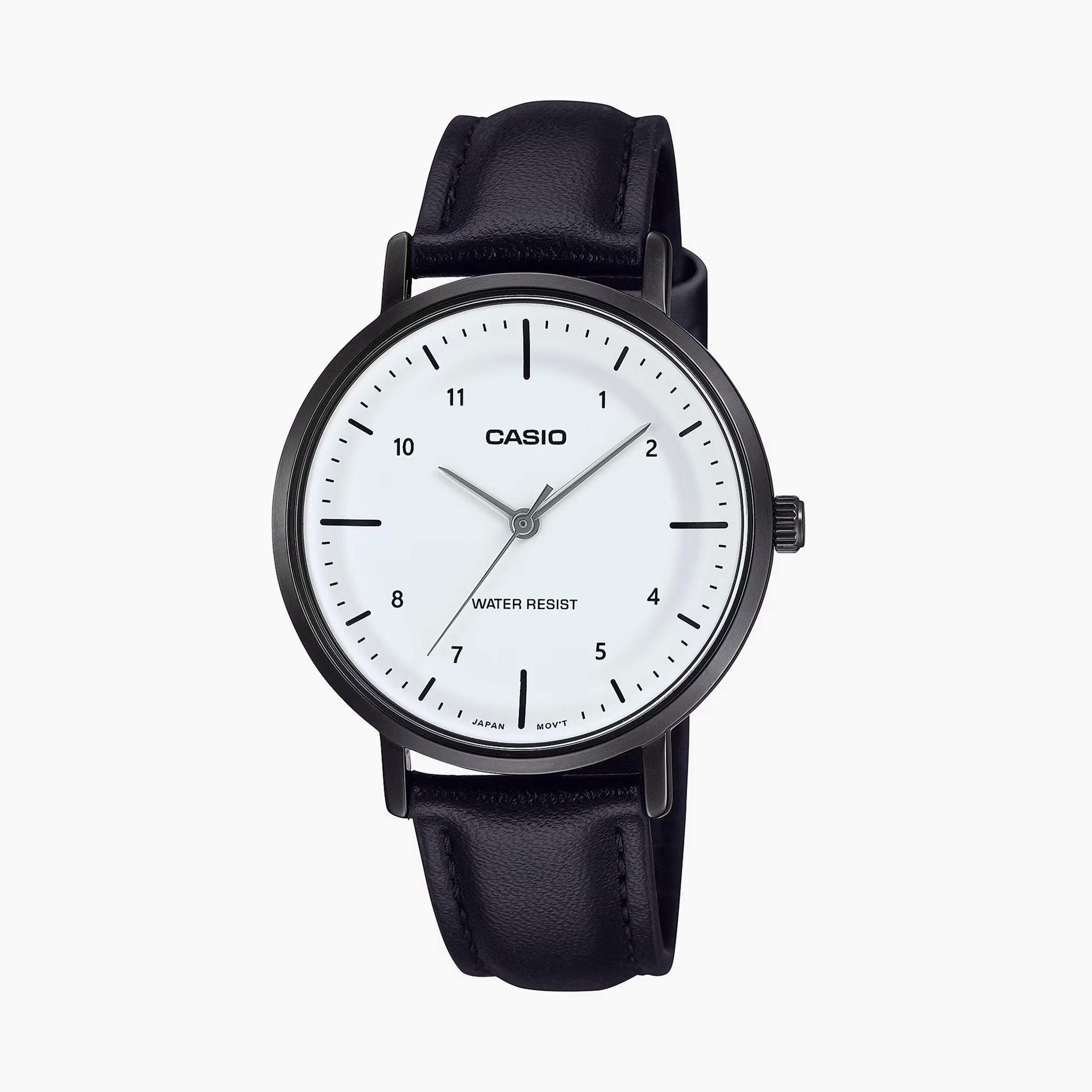 Casio Women's 34 MM Black Analog Leather Strap Watch | LTP-VT03BL-7BDF-women-watchesandjewellery-watches-image-1