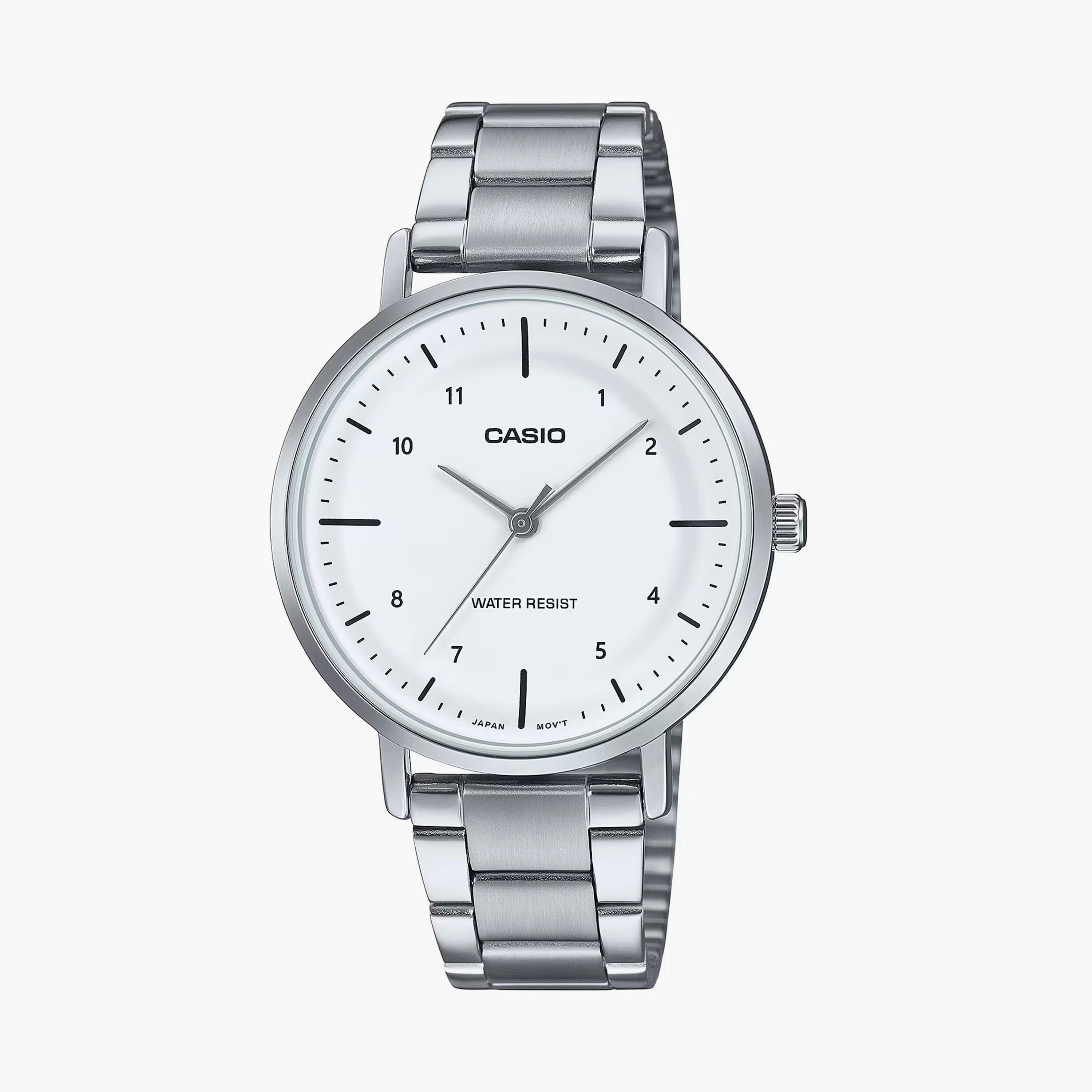 Casio Women's 34 MM Silver Analog Stainless Steel Strap Watch | LTP-VT03D-7BDF-women-watchesandjewellery-watches-image-1