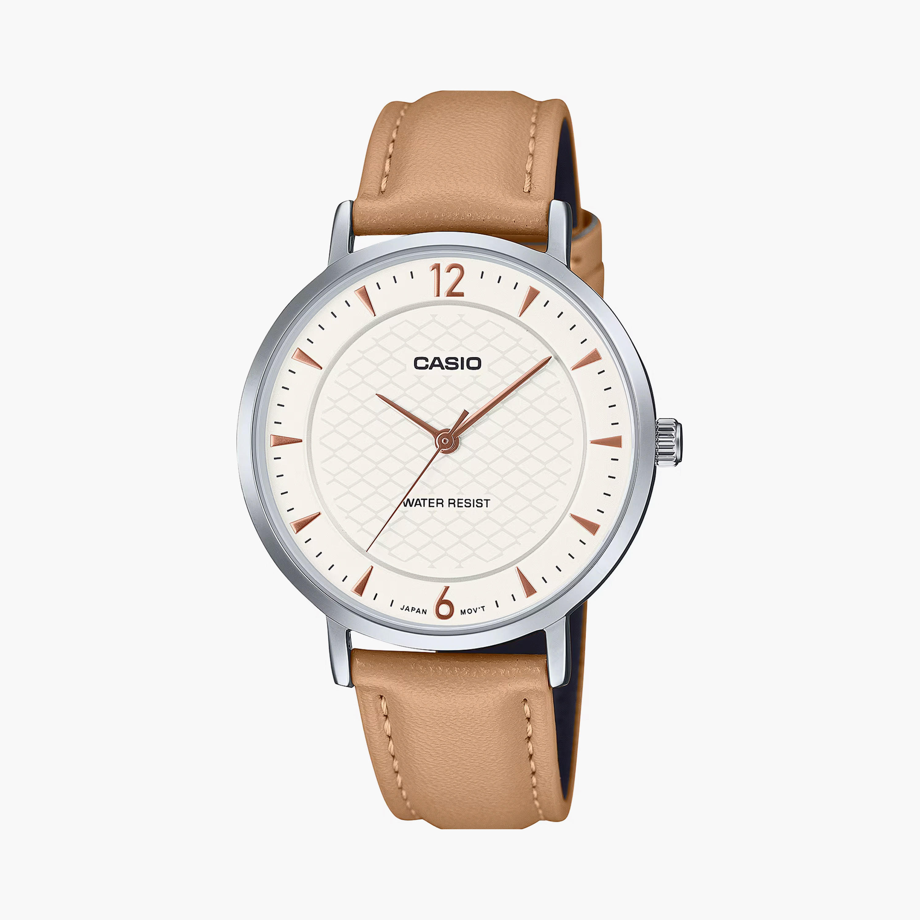Casio Women's 34 MM Beige Analog Leather Strap Watch | LTP-VT04L-7A1DF-women-watchesandjewellery-watches-image-1