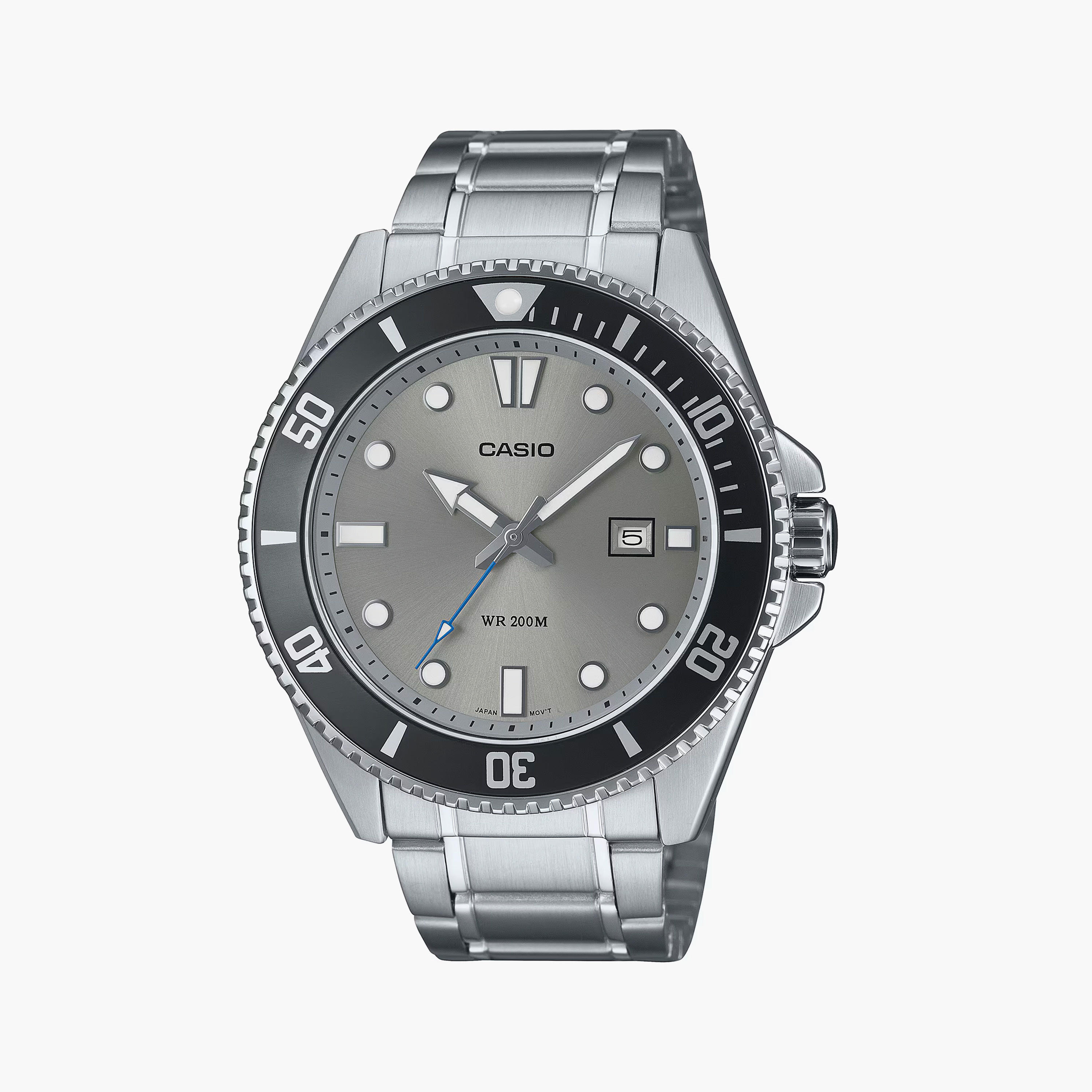 Casio Men's 46 MM Grey Analog Stainless Steel Strap Watch | MDV-107D-8AVDF-men-watchesandjewellery-watches-image-1