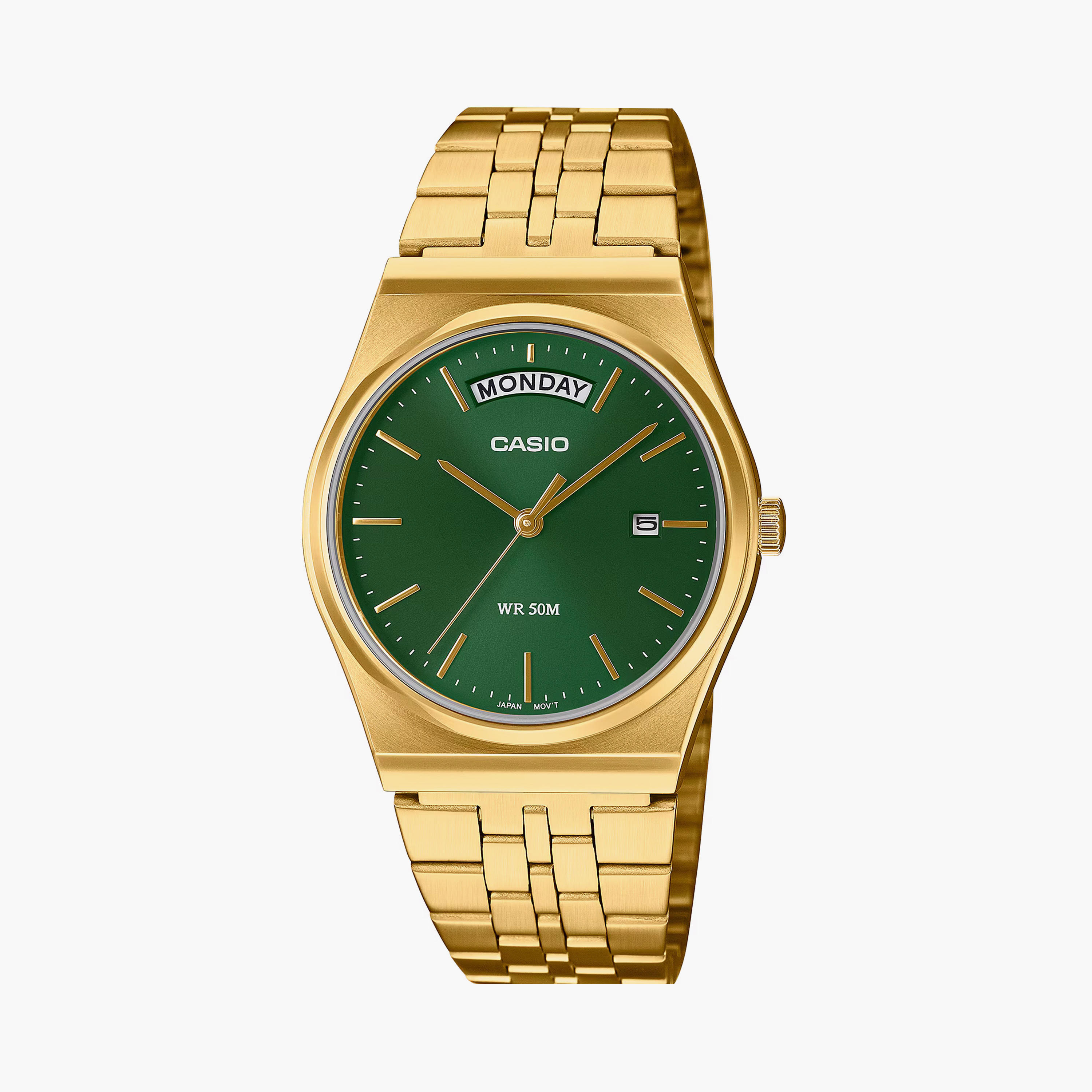 Casio Men's 35 MM Gold Analog Stainless Steel Strap Watch | MTP-B146G-3AVDF-men-watchesandjewellery-watches-image-1