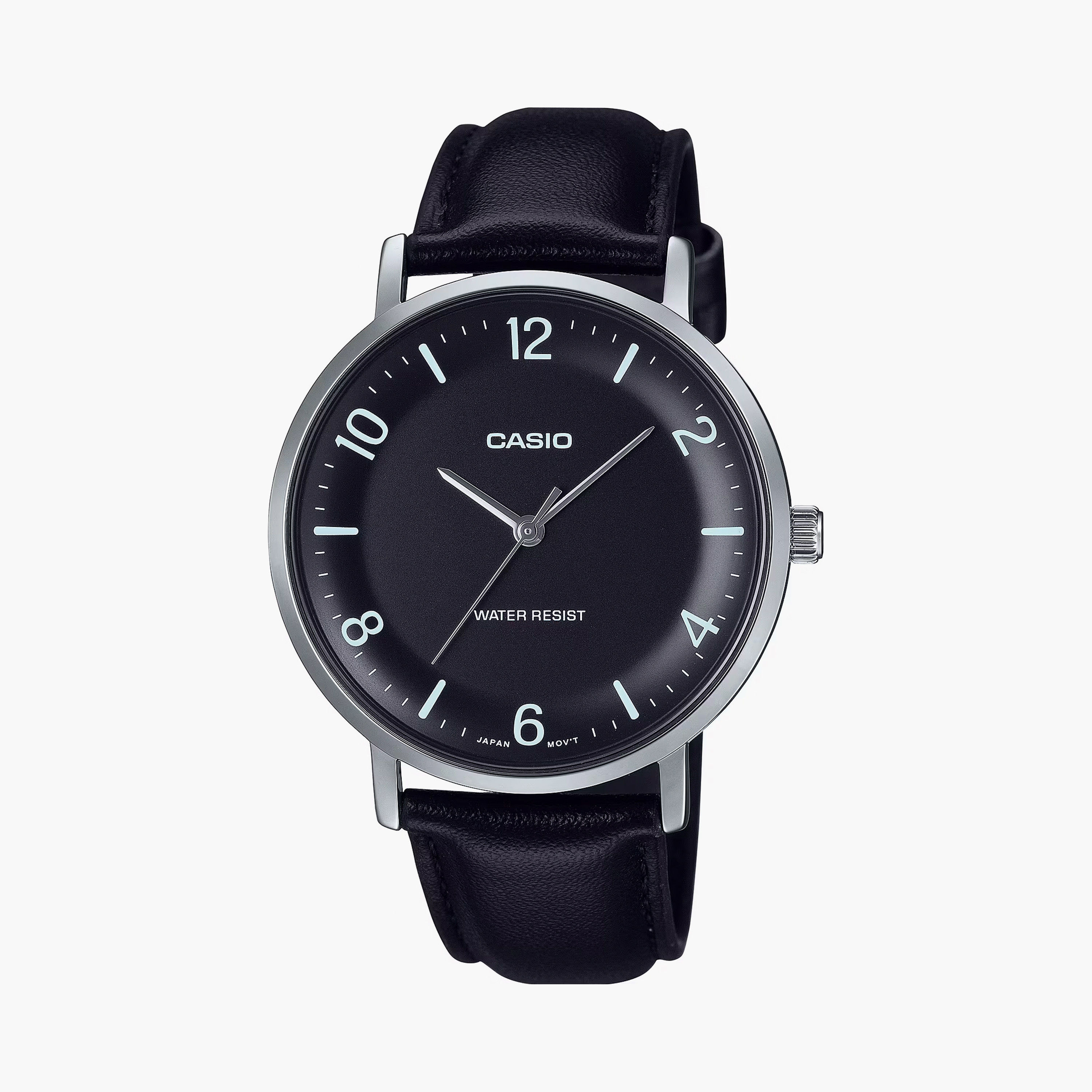 كاسيو- ساعة يد رجالية بحزام جلدي أسود 40 مم-men-watchesandjewellery-watches-image-1