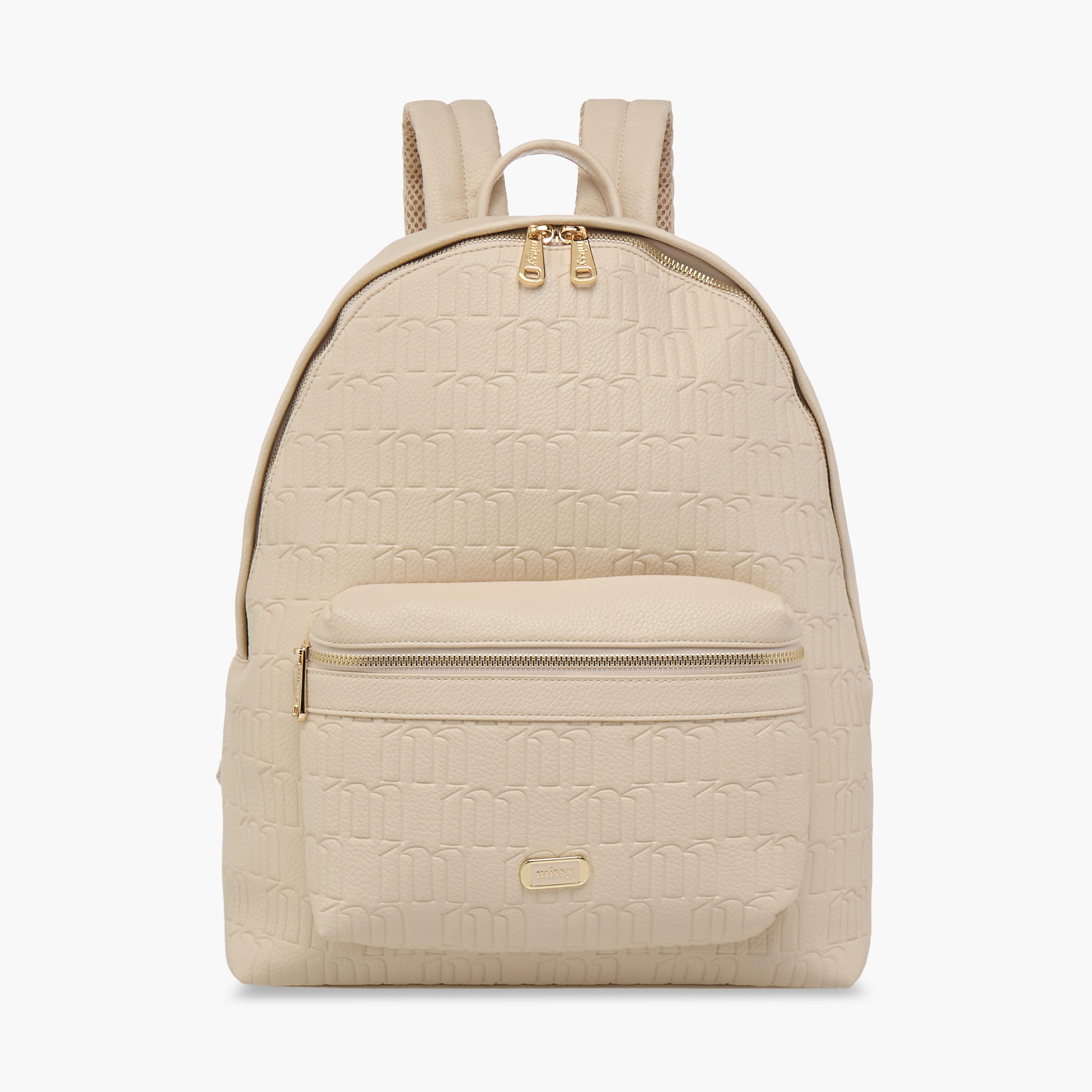 Missy Monogram Embossed Backpack with Laptop Compartment-women-bagsandwallets-backpacks-image-2
